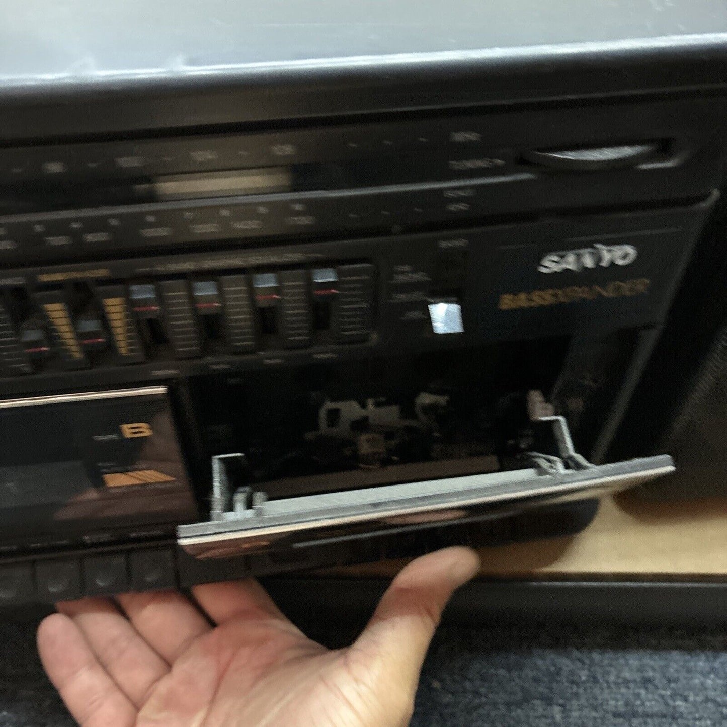 Sanyo MW235F Stereo Double Cassette Recorder Radio *Tape Has Static Sound*