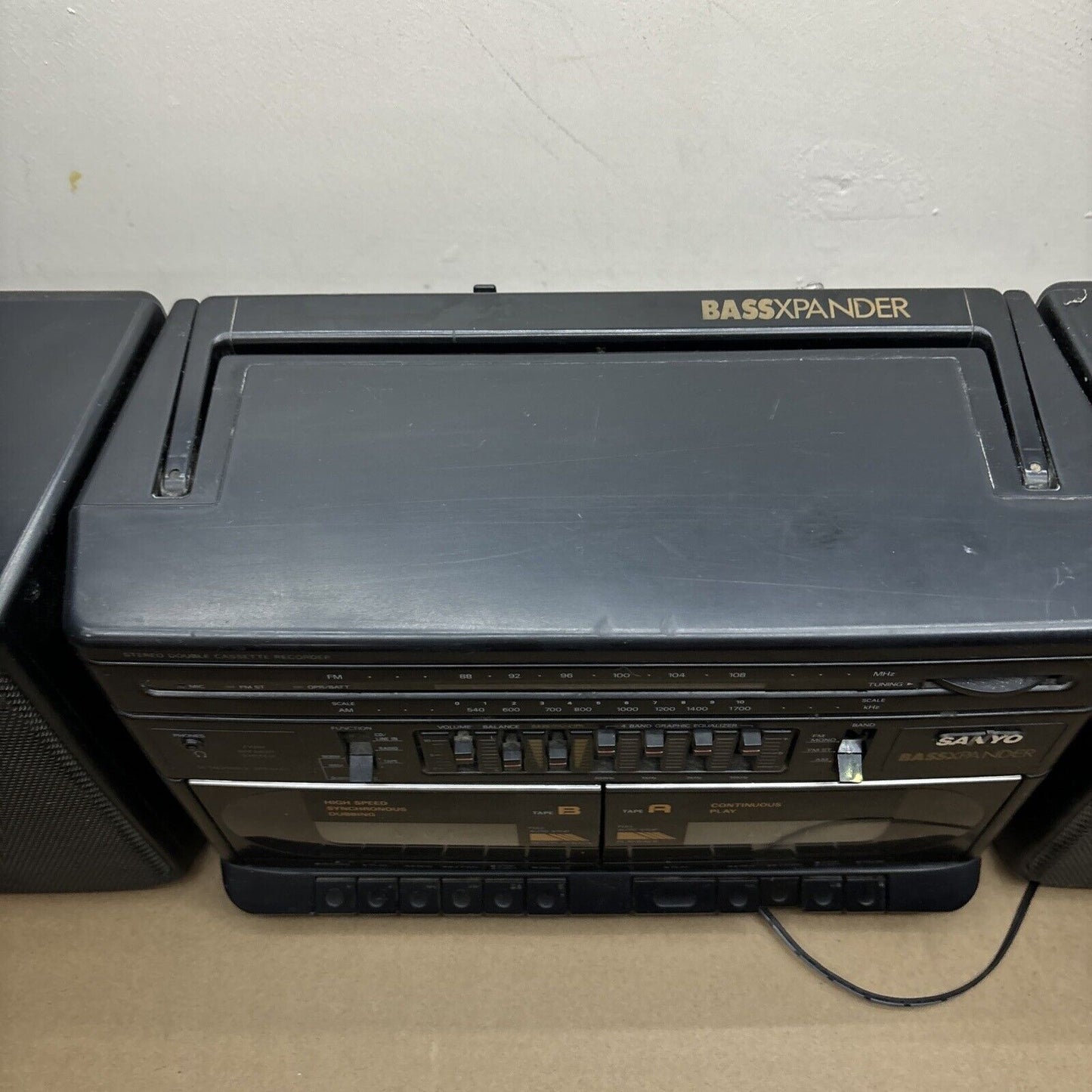 Sanyo MW235F Stereo Double Cassette Recorder Radio *Tape Has Static Sound*