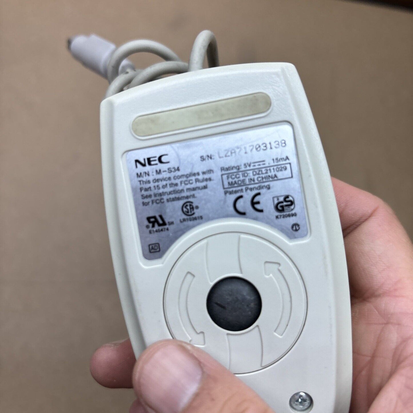 NEC Mouse PS/2 Port Model M-S34 Ball Mouse