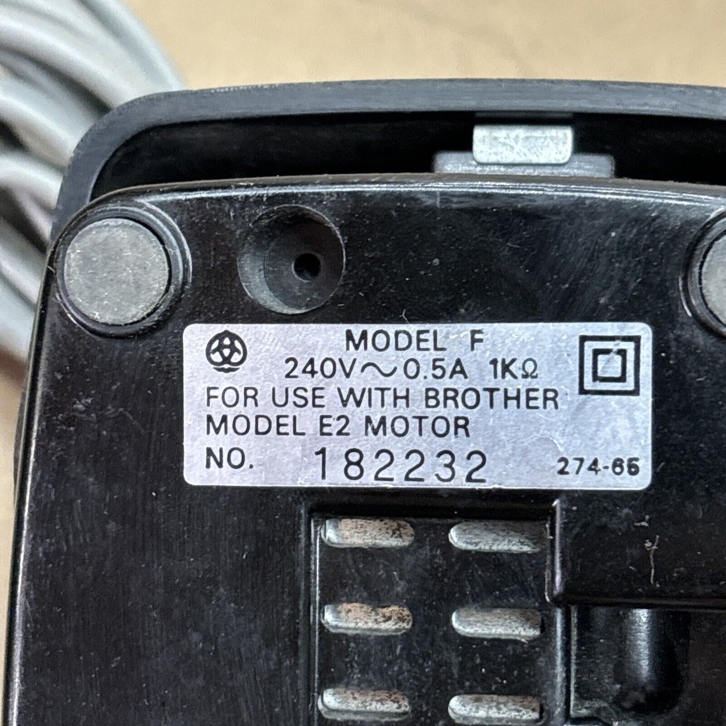 Model F Power Pedal Control For Brother Model E2 Motor Sewing Machine