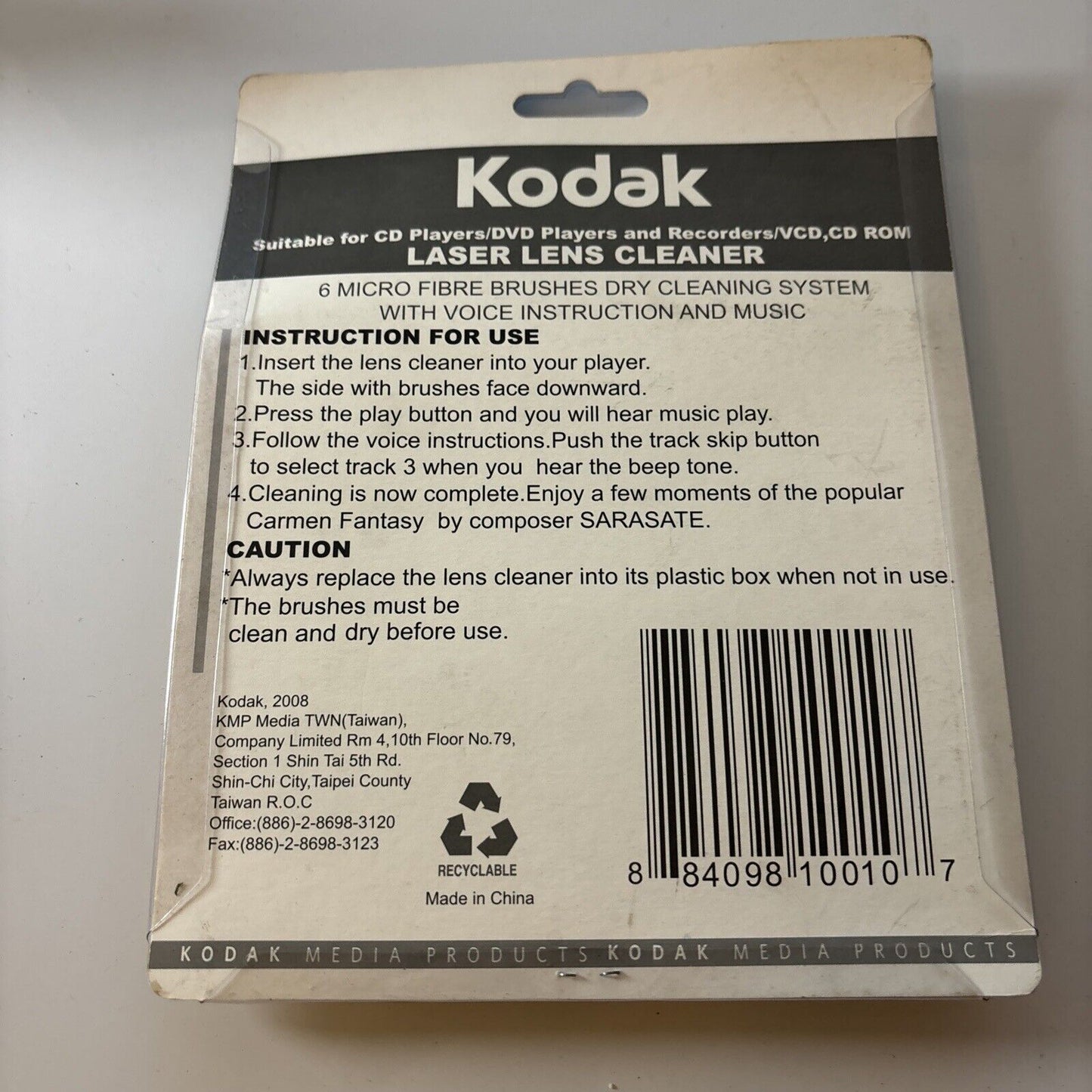 Kodak DVD/CD Laser Lens Cleaner Kit 10010