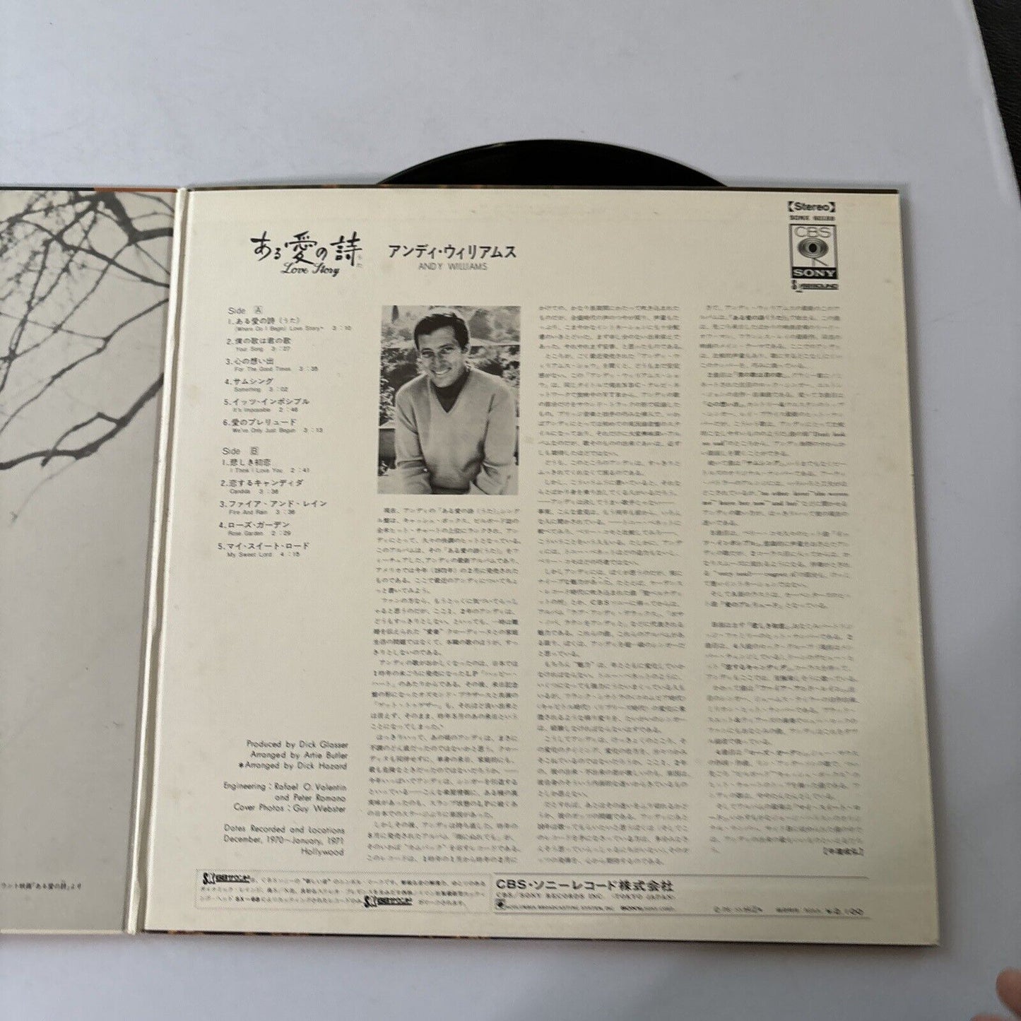 Andy Williams - Love Story (Vinyl, 1971) Sonx-60188 Gatefold