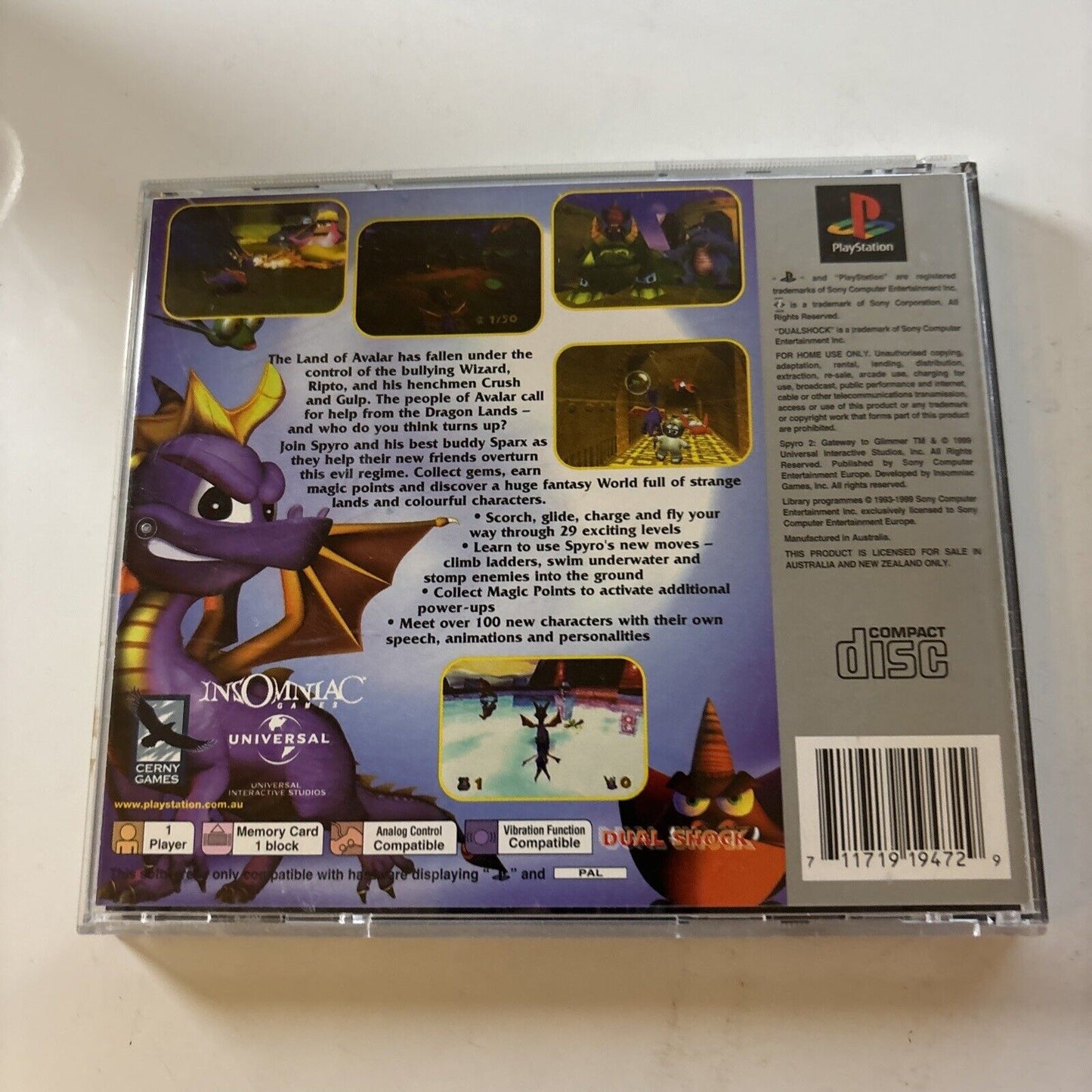 Spyro 2: Gateway To Glimmer - Platinum Sony PlayStation 1 PS1 Game PAL