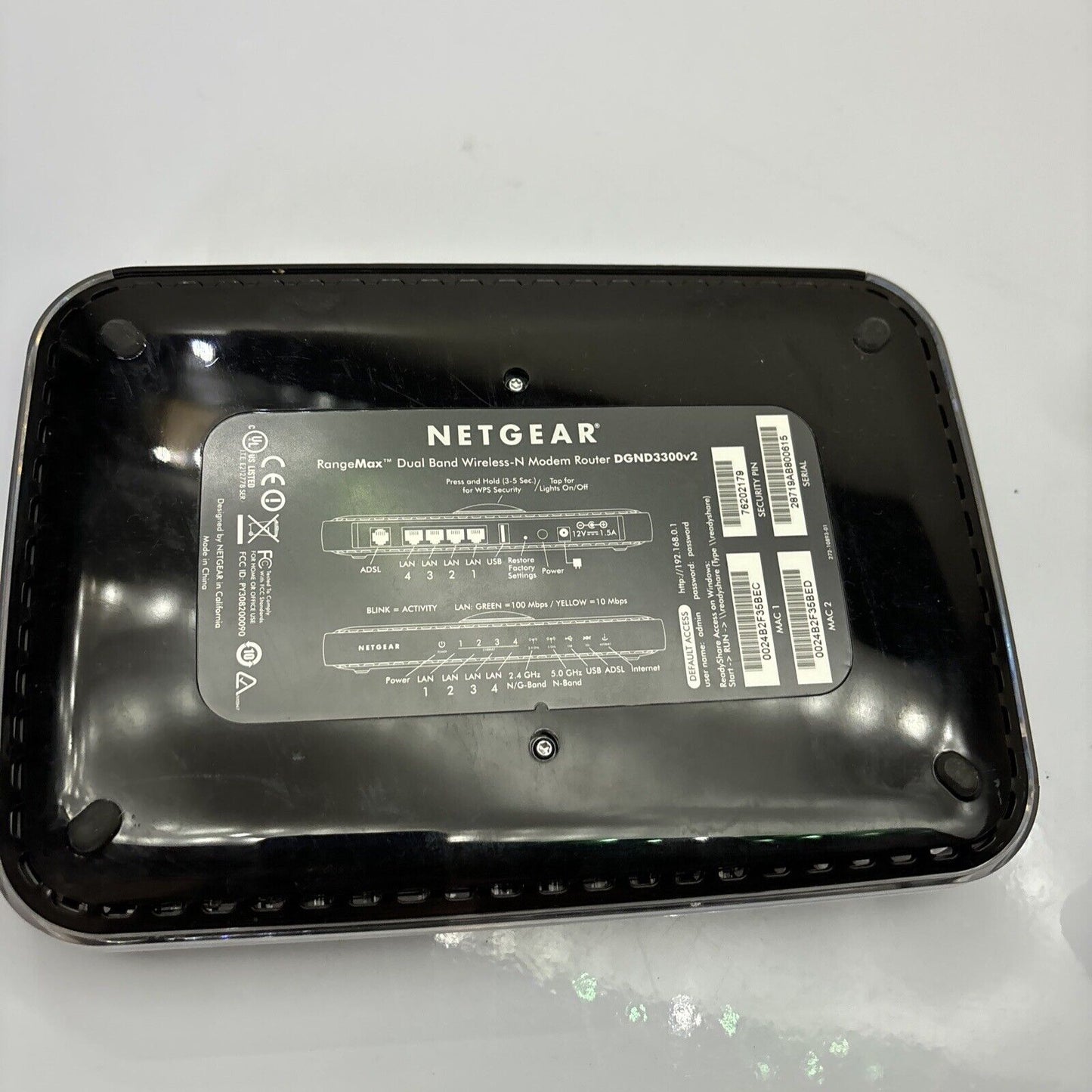 Netgear Rangemax Dual Band Wireless-N Modem Router DGND3300v2 NBN Compatible