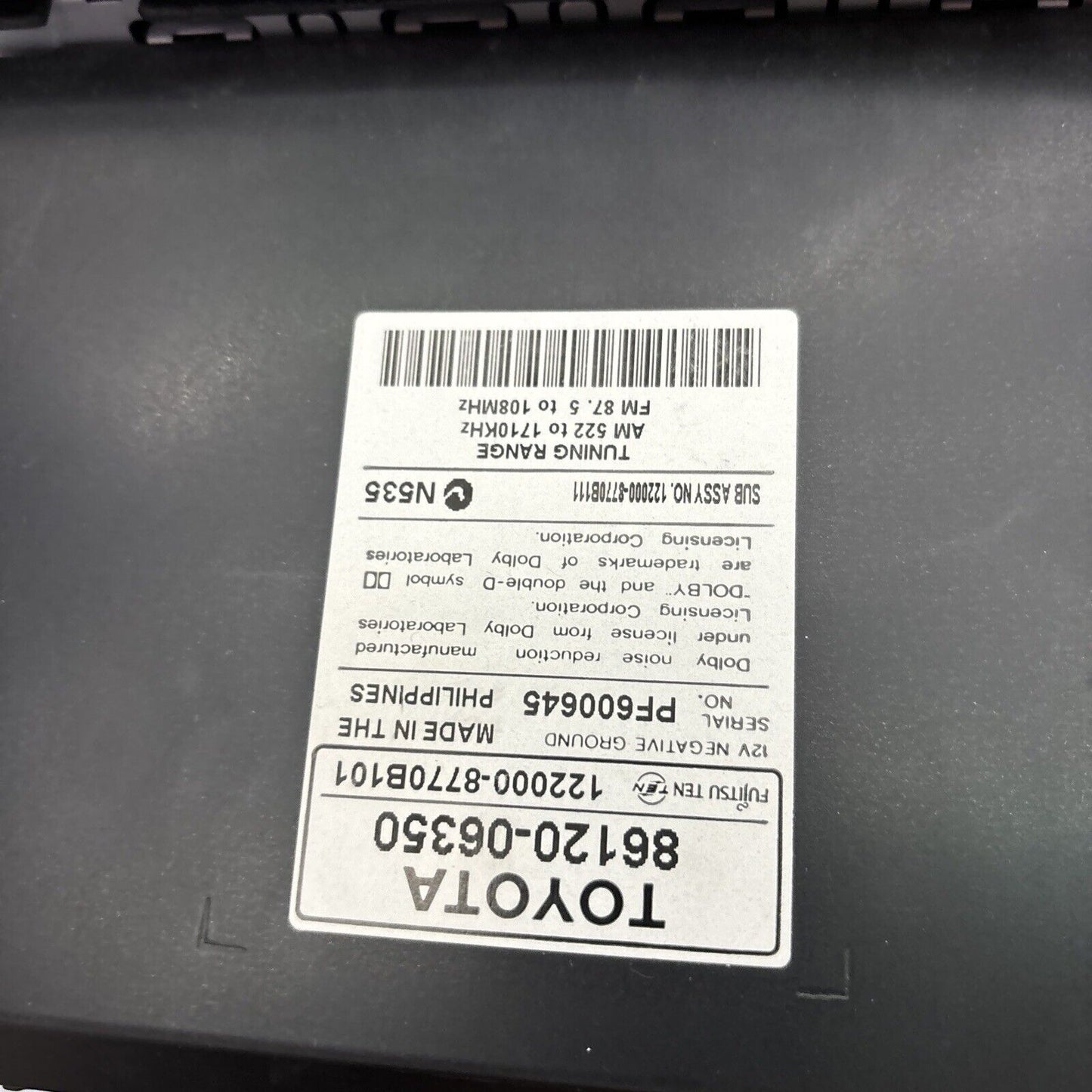 Toyota CD AM/FM Car Audio Radio 86120-06350 *Untested - No Code*