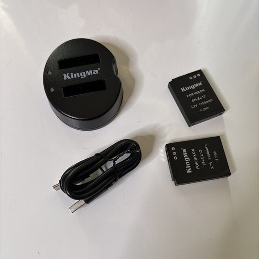 Camera Dual Charger & 2 Battery For Nikon EN-EL12 Coolpix S8200 S8100 S8000 S620