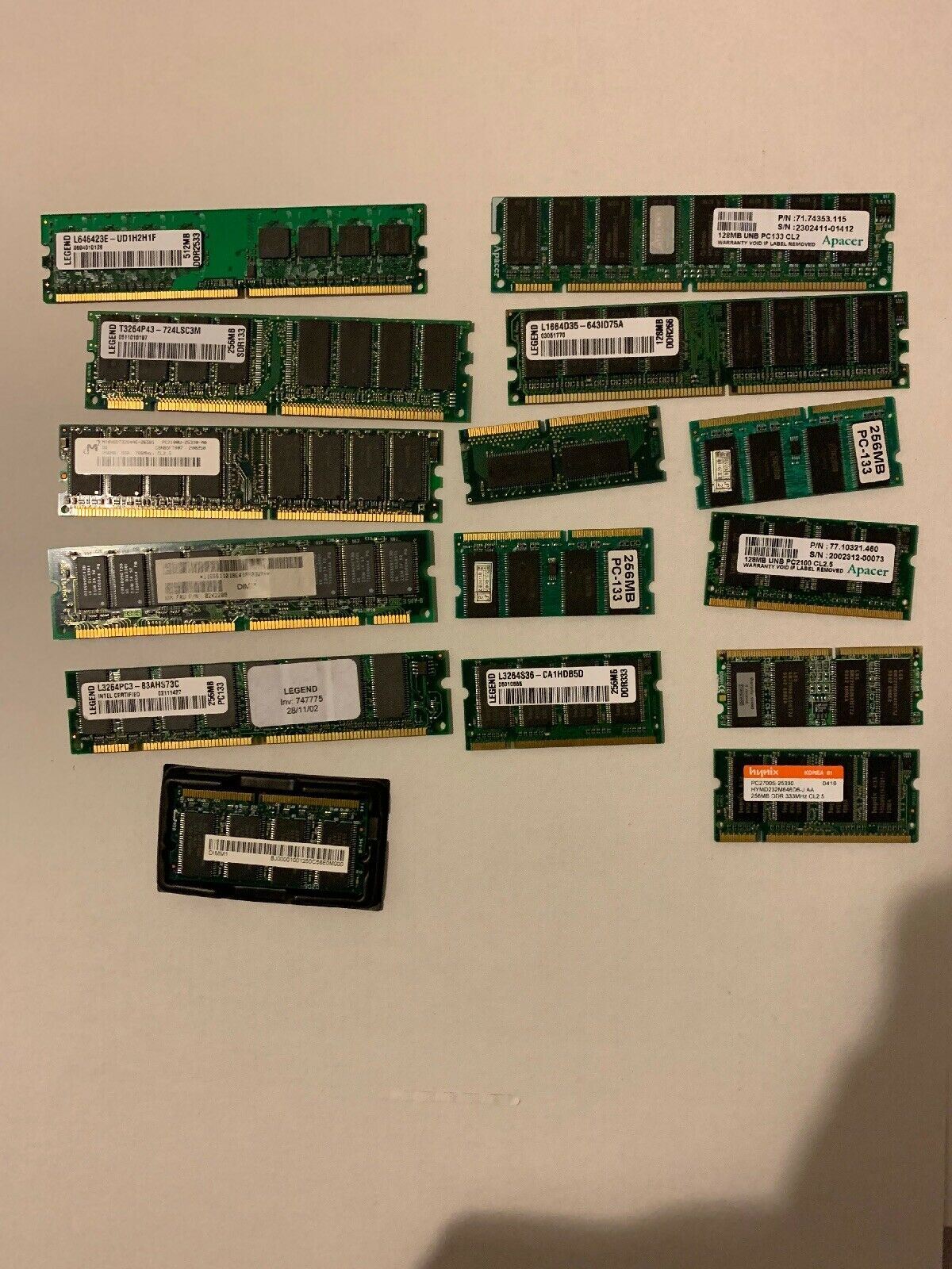 15x Various Vintage Laptop & PC RAM PC133 DDR253 SDR133 DDR DDR266 DDR ...