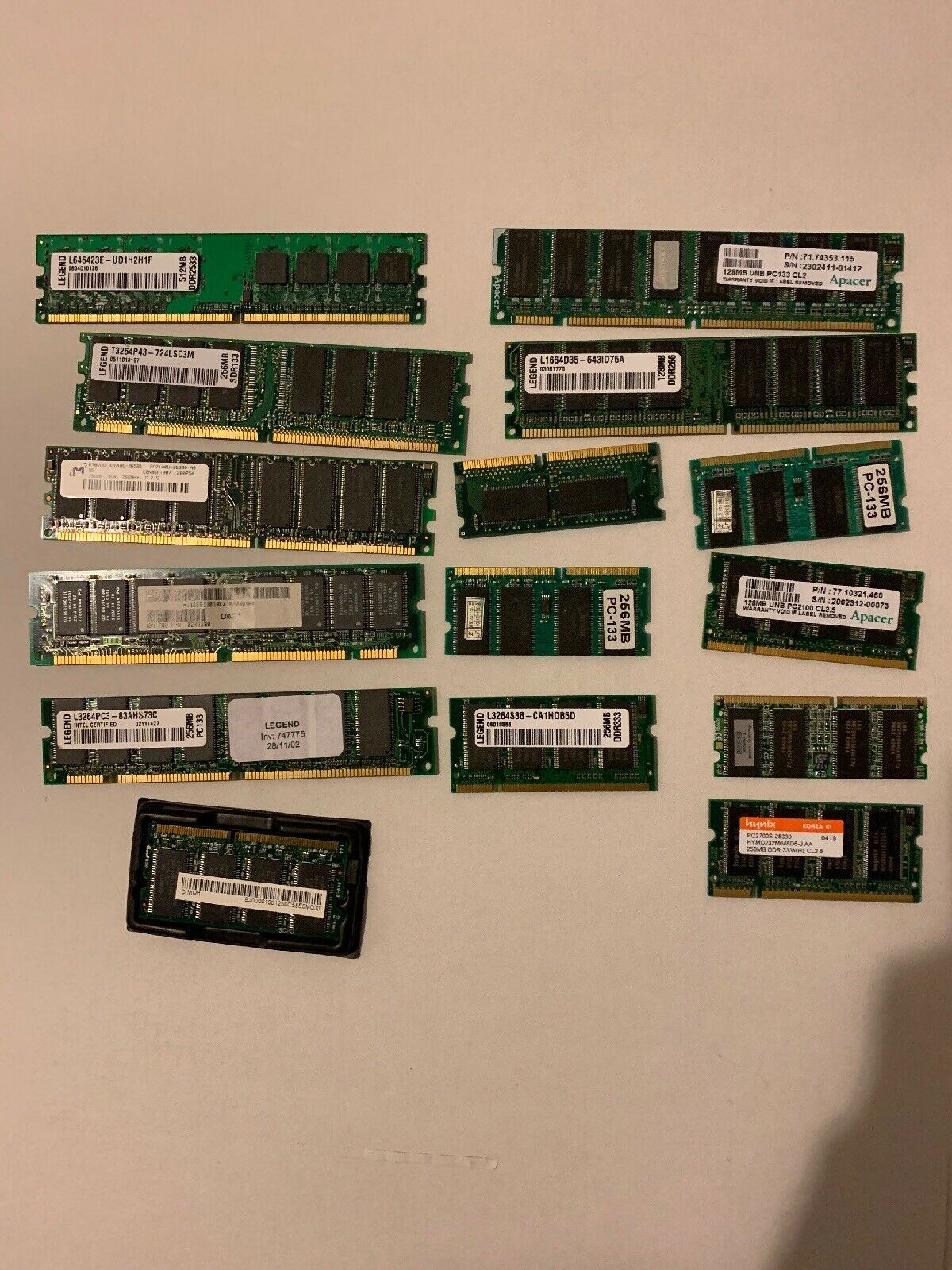 15x Various Vintage Laptop & PC RAM PC133 DDR253 SDR133 DDR DDR266 DDR333 PC2100