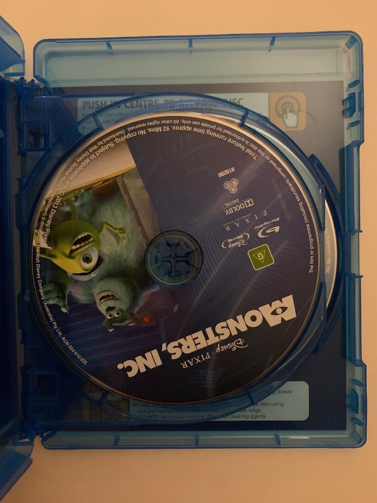 Monsters, Inc. (Bluray + DVD, 2001) Pixar Disney Animation Movie. Region B