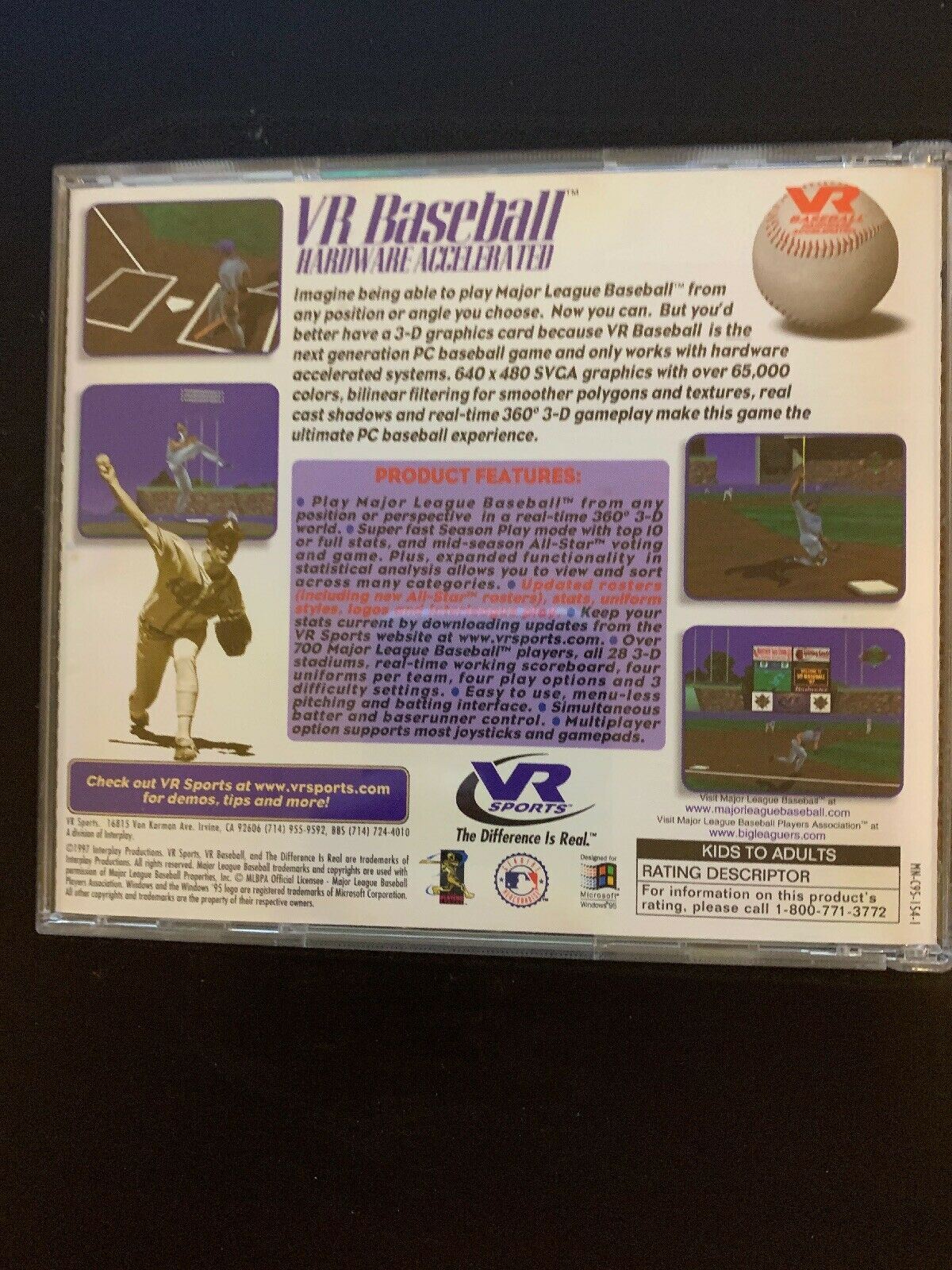 *RARE* VR Baseball Hardware Accelerated 1997 PC Cdrom VR Sports MLB Windows 95