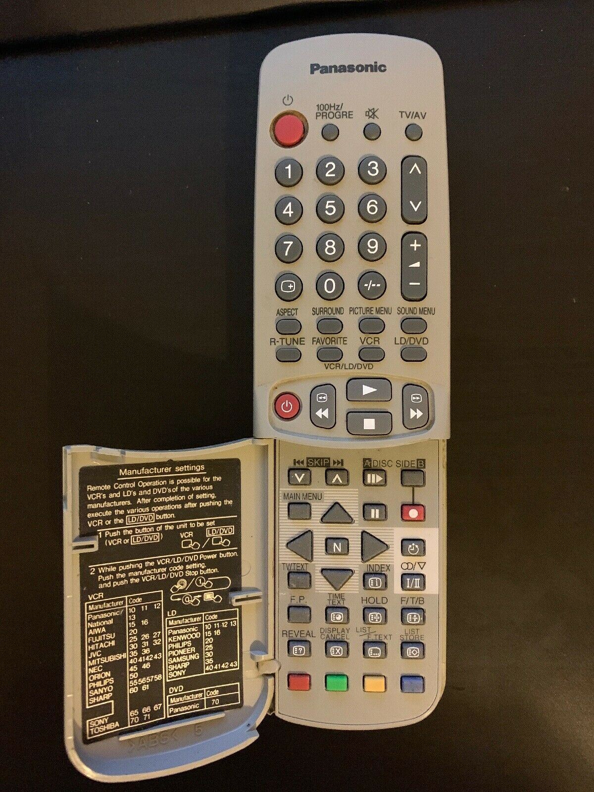 GENUINE Panasonic EUR511049 Remote Control VCR DVD TV