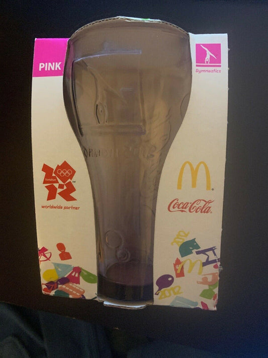 2012 COLLECTABLE COKE GLASS - McDonalds, Pink, London Olympic games, gymnastics