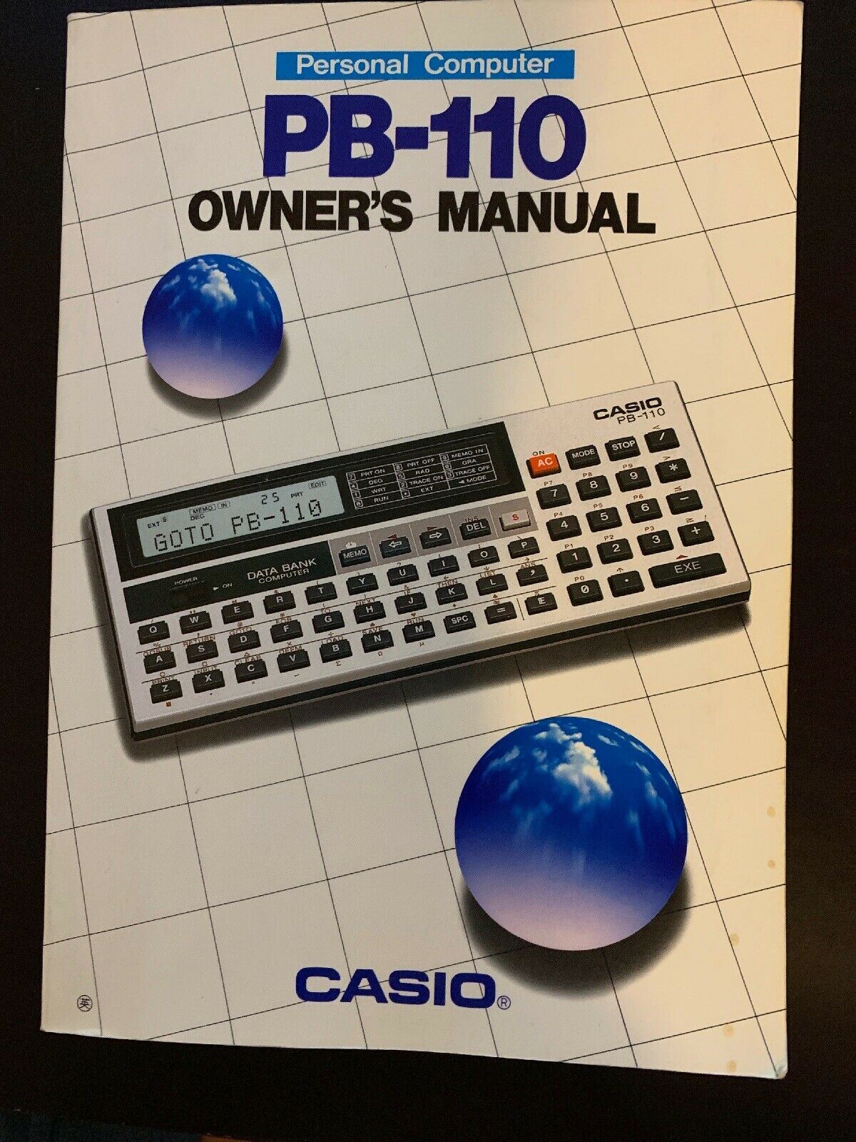 Casio Handl Computer Casio Personal Computer PB-110 Owner's Manual *Vintage And Rare ...