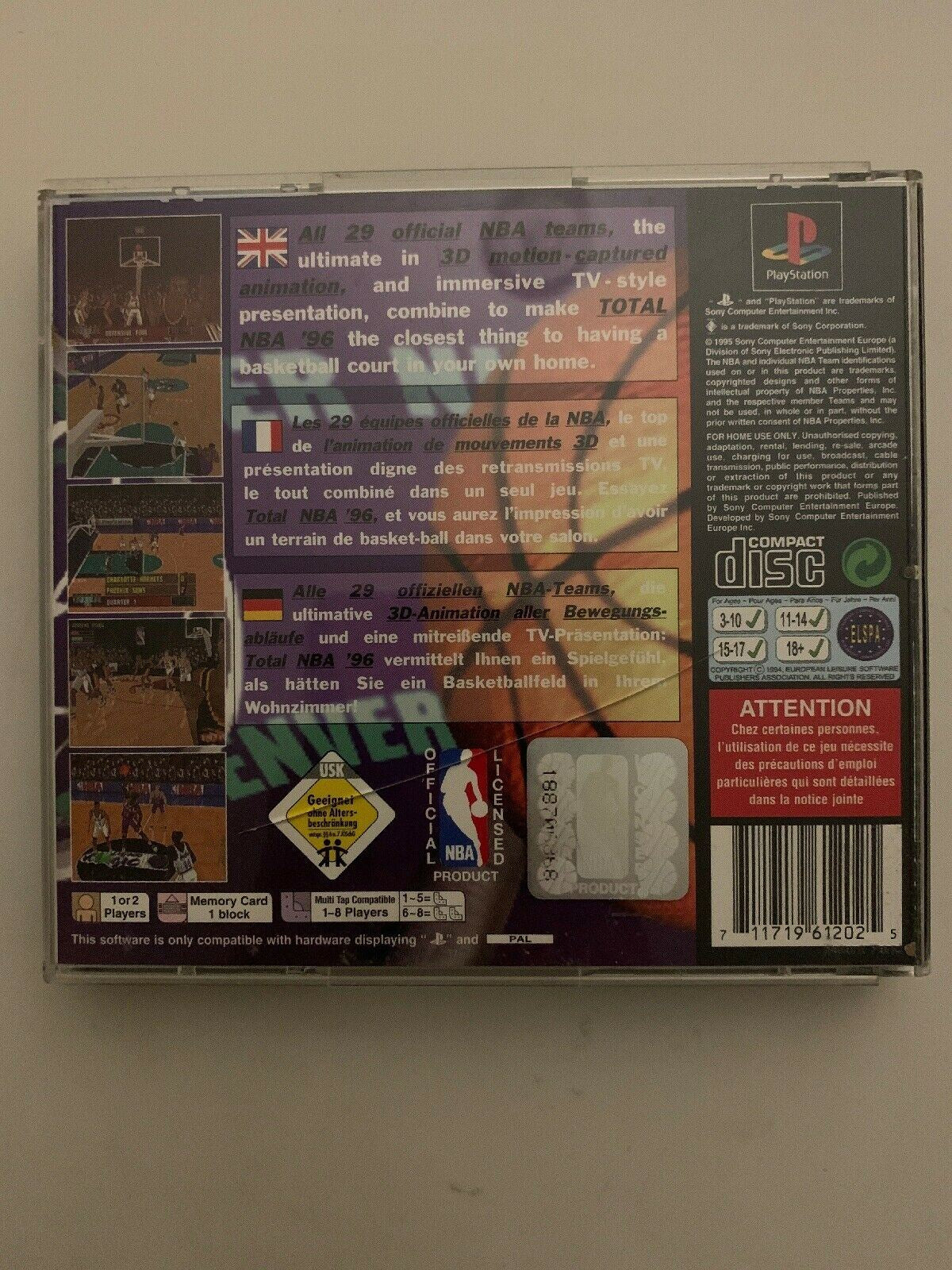 Total NBA 96 Holo Cover - PS1 PlayStation 1 Game PAL Aus - Complete with Manual