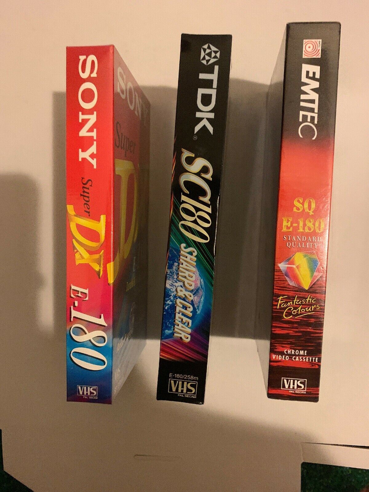 1x Sony SuperDX VHS E-180 1x TDK VHS SC180 1x Emtec SQ E-180 VHS