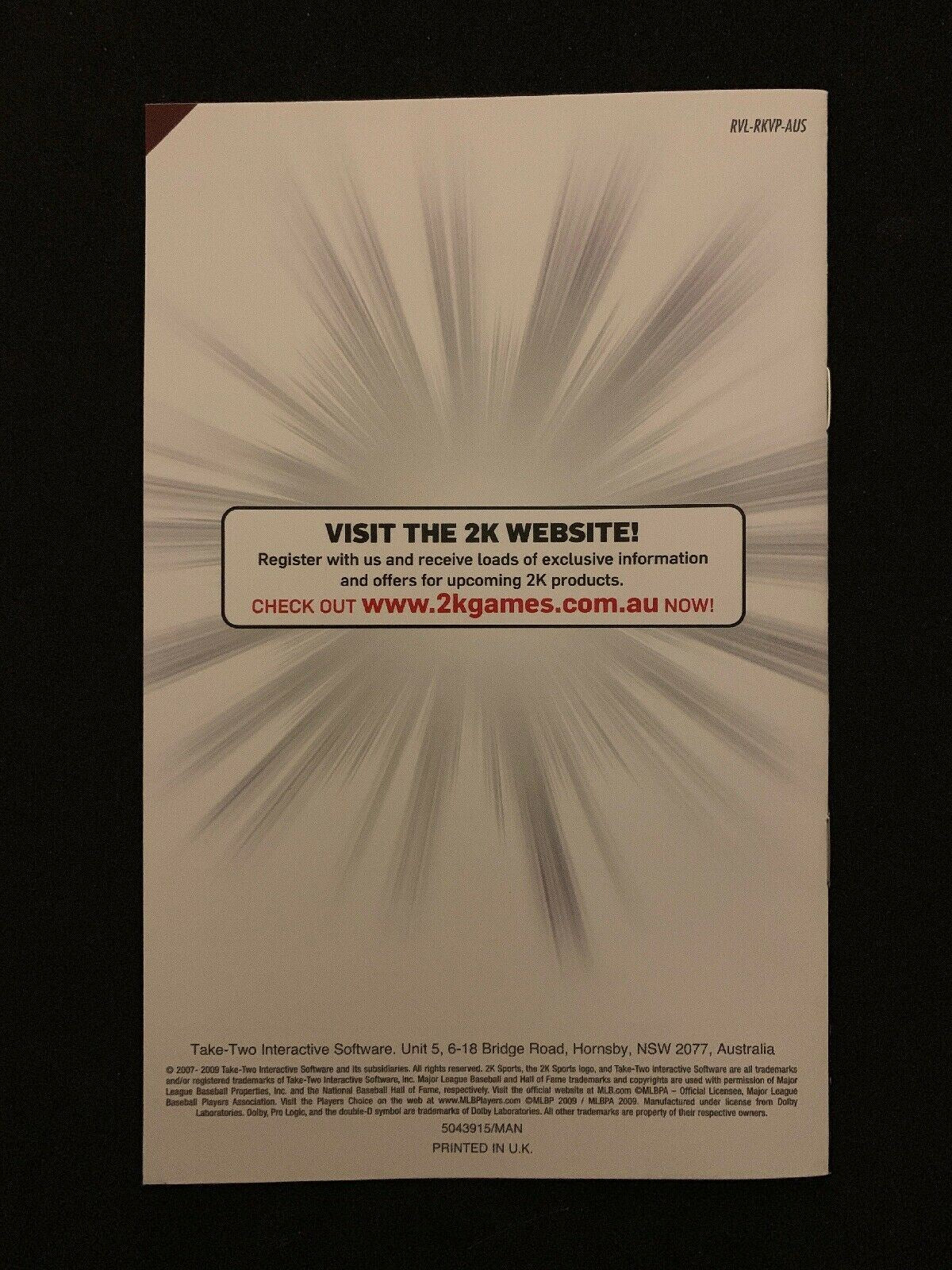 The Bigs 2 Baseball - Nintendo Wii PAL - includes Manual