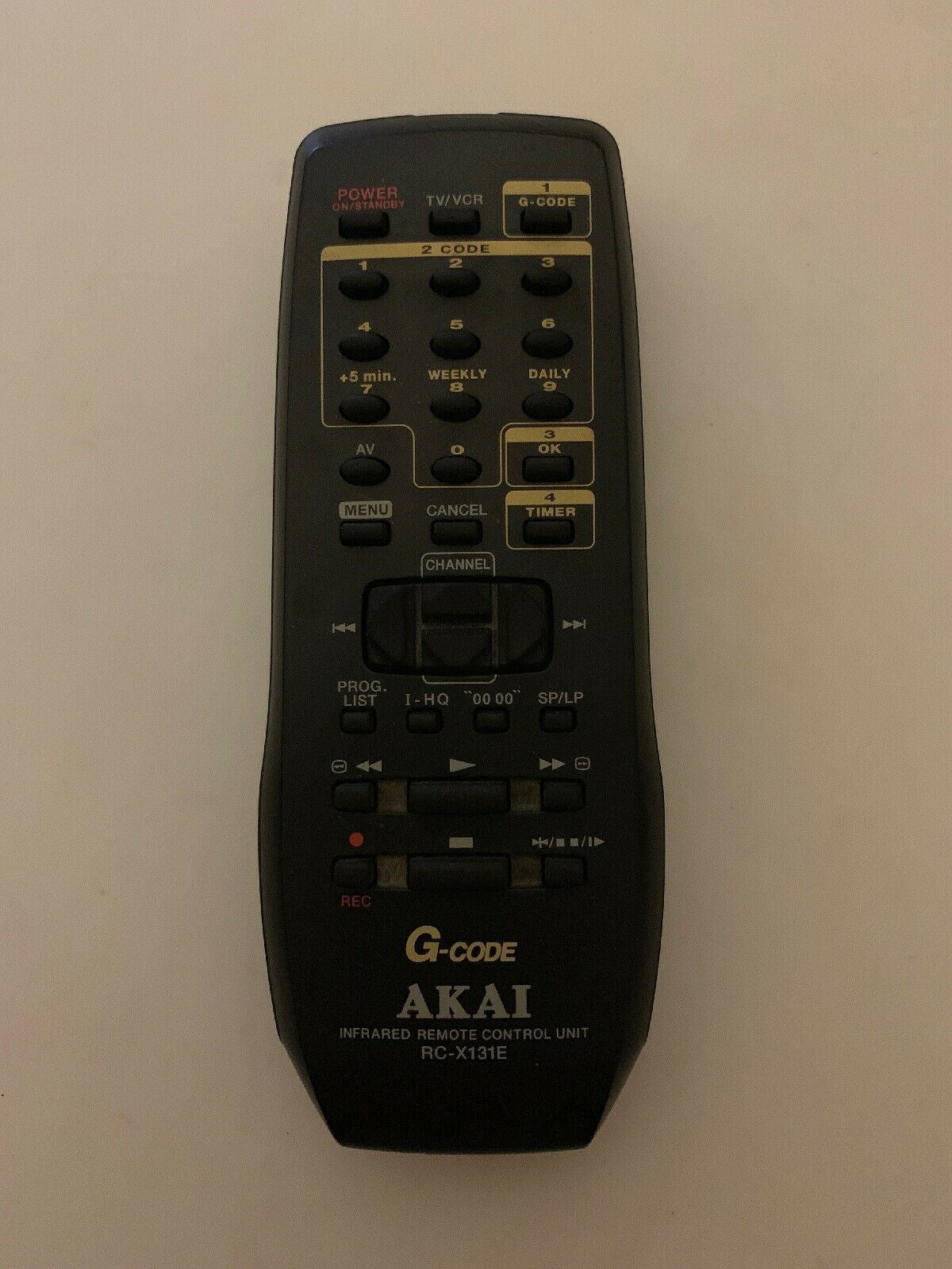 GENUINE AKAI RC-X131E VCR PLAYER REMOTE CONTROL ORIGINAL G CODE REMOTE ...