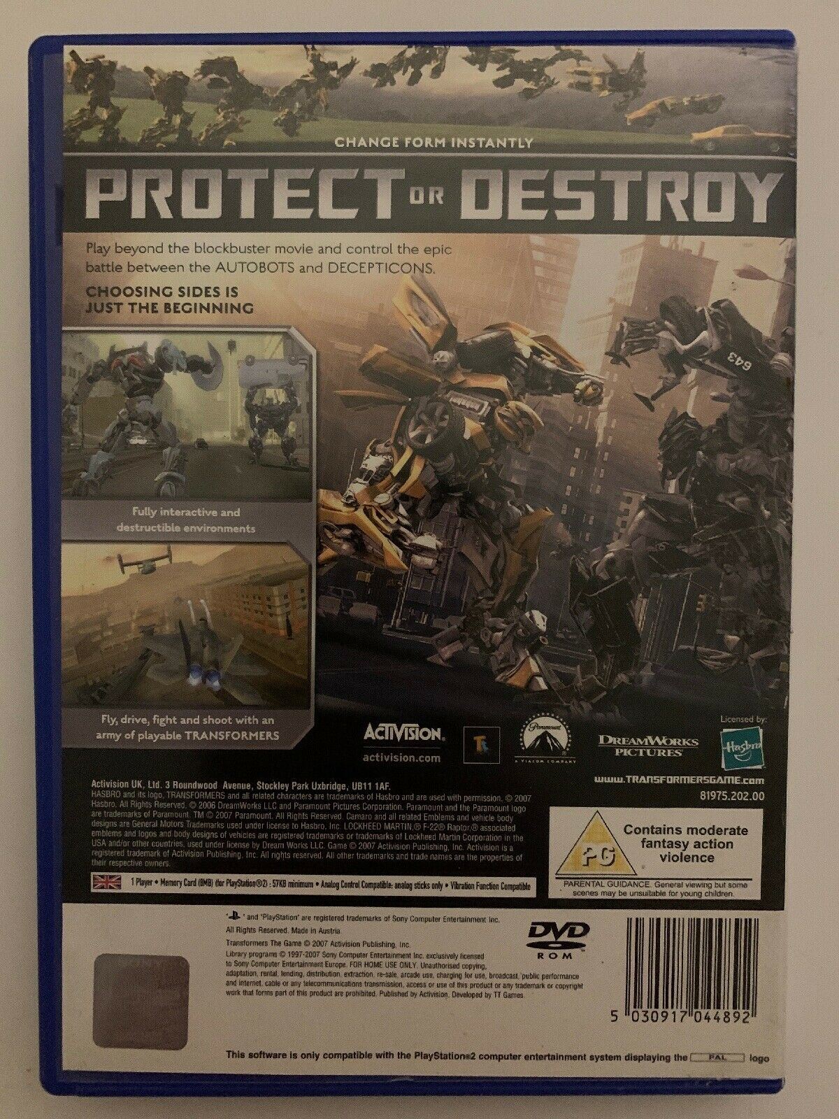 Transformers: The Game (PS2) Activision Action Adventure Game
