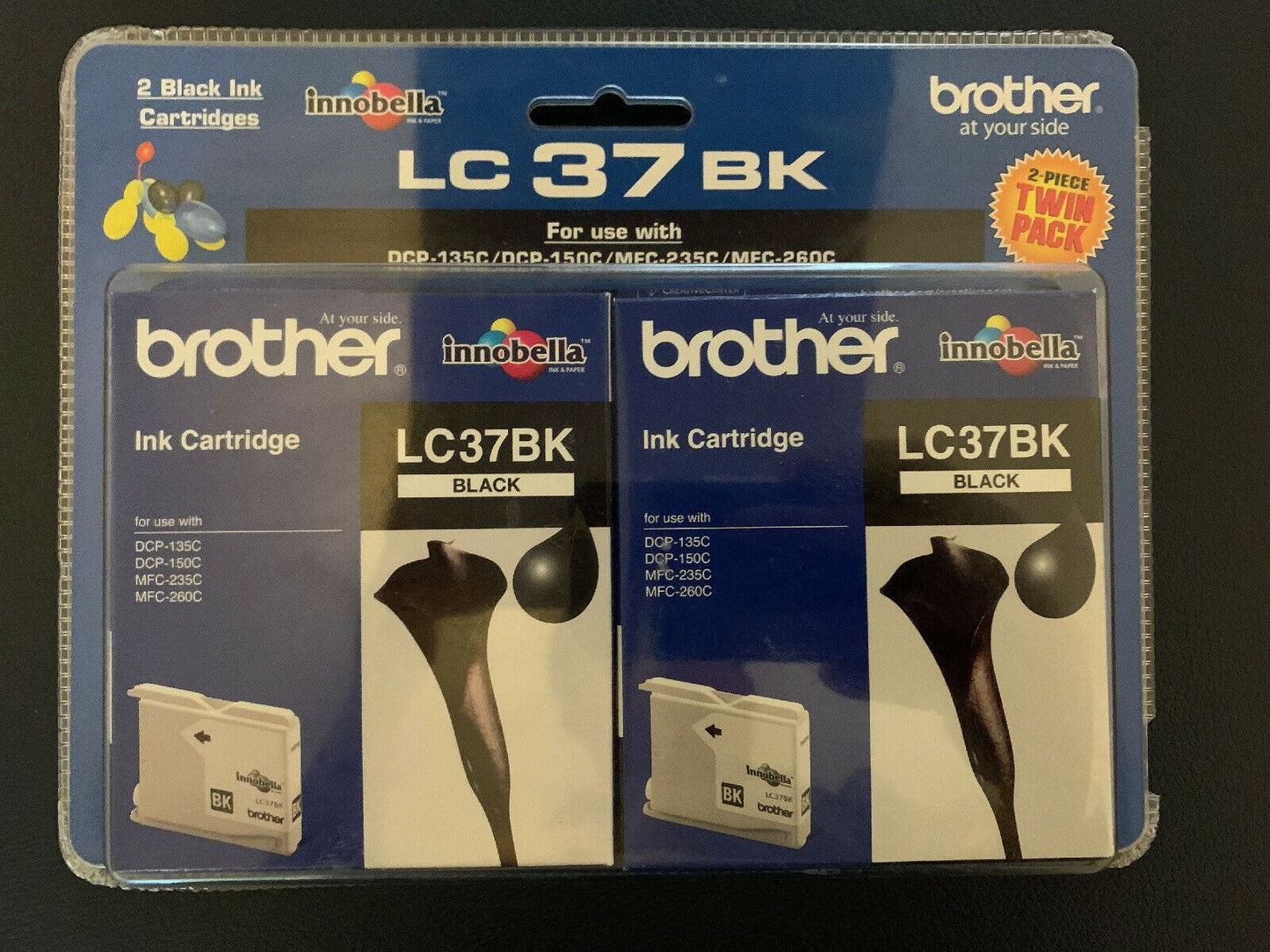 BROTHER LC37BK GENUINE BLACK INK CARTRIDGE DCP-135C DCP-150C MFC-235C MFC-260C