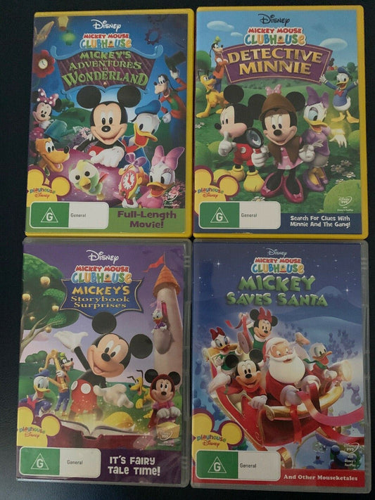 4x Mickey Mouse Clubhouse DVD's - Storybook Surprises, Saves Santa Detective, Wo