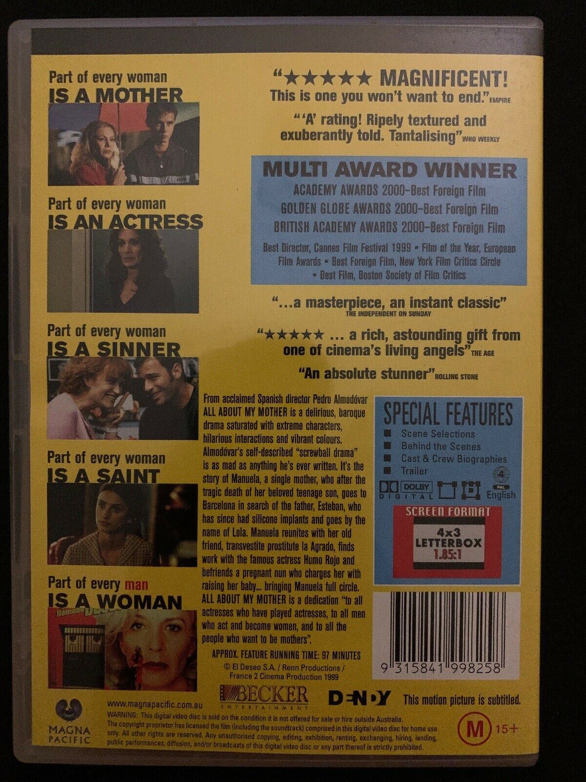 All About My Mother (DVD, 2002) Pedro Almodovar