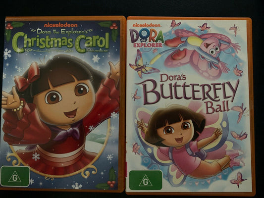 2x Dora the Explorer - Dora's Christmas Carol Adventure & Butterfly Ball (DVD)