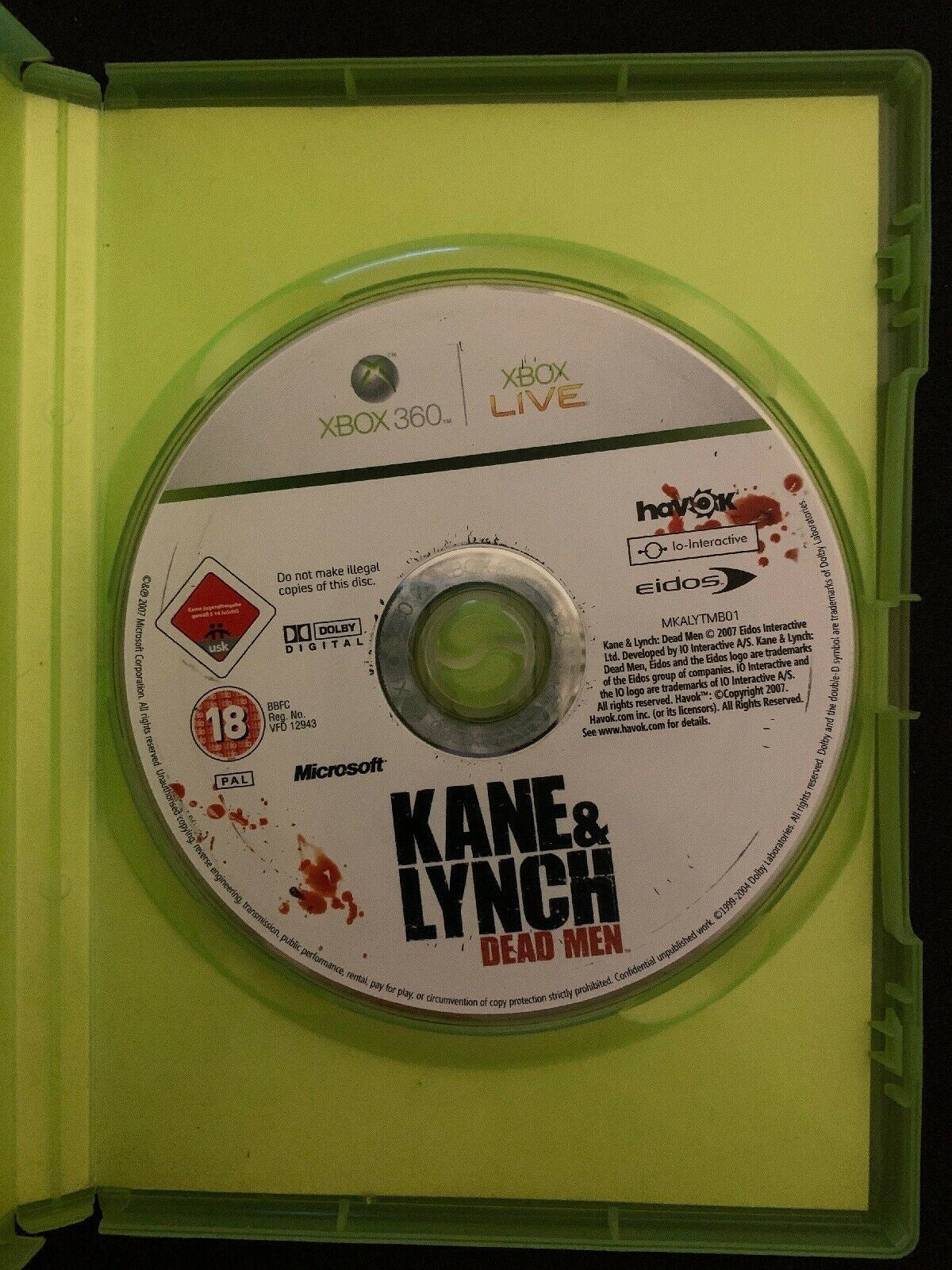 KANE & LYNCH: DEAD MEN - Microsoft XBOX 360 Action Adventure Game