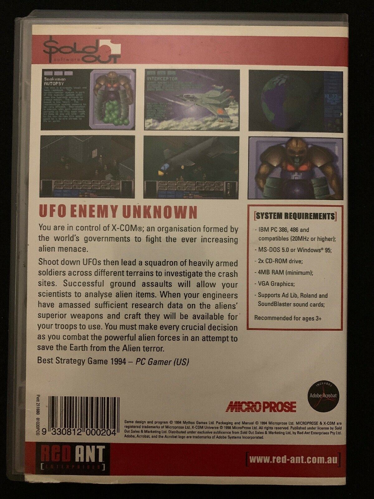UFO: Enemy Unknown - PC CDROM Classic Vintage Strategy Game