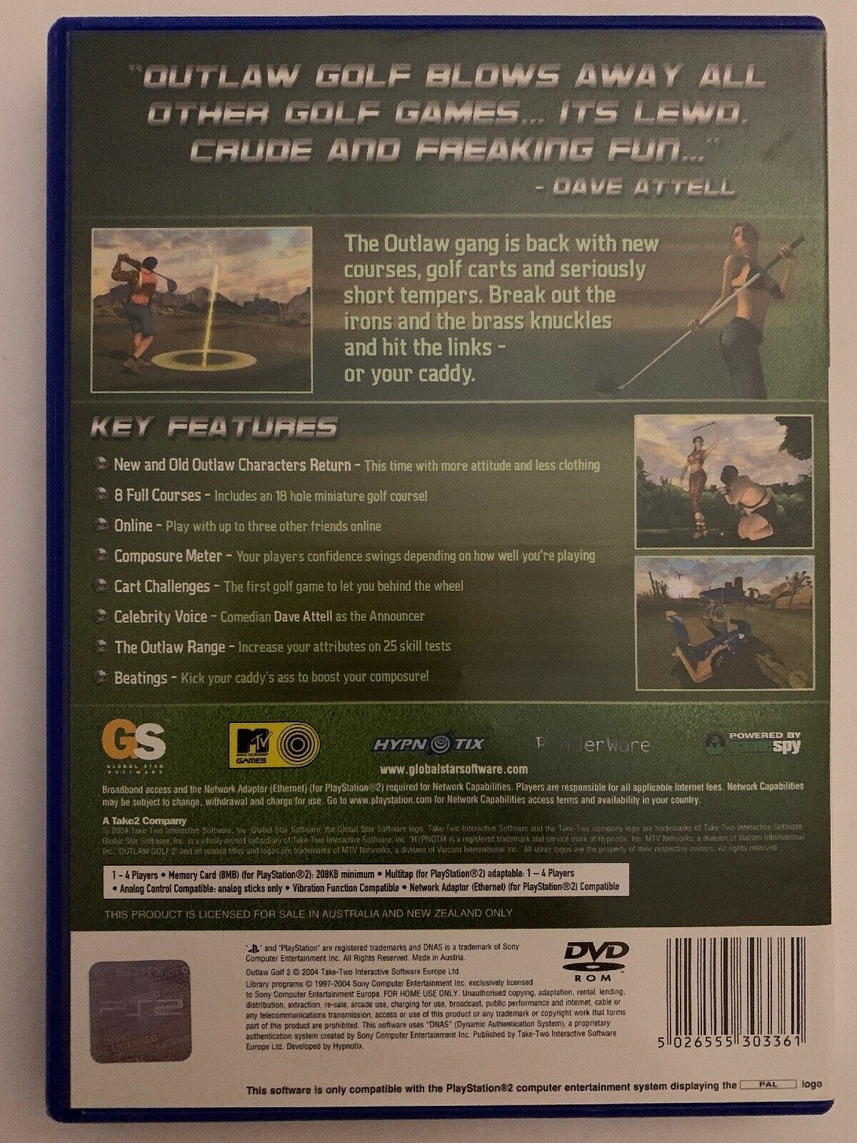 Outlaw Golf 2 - PS2 Playstation 2 Game with Manual