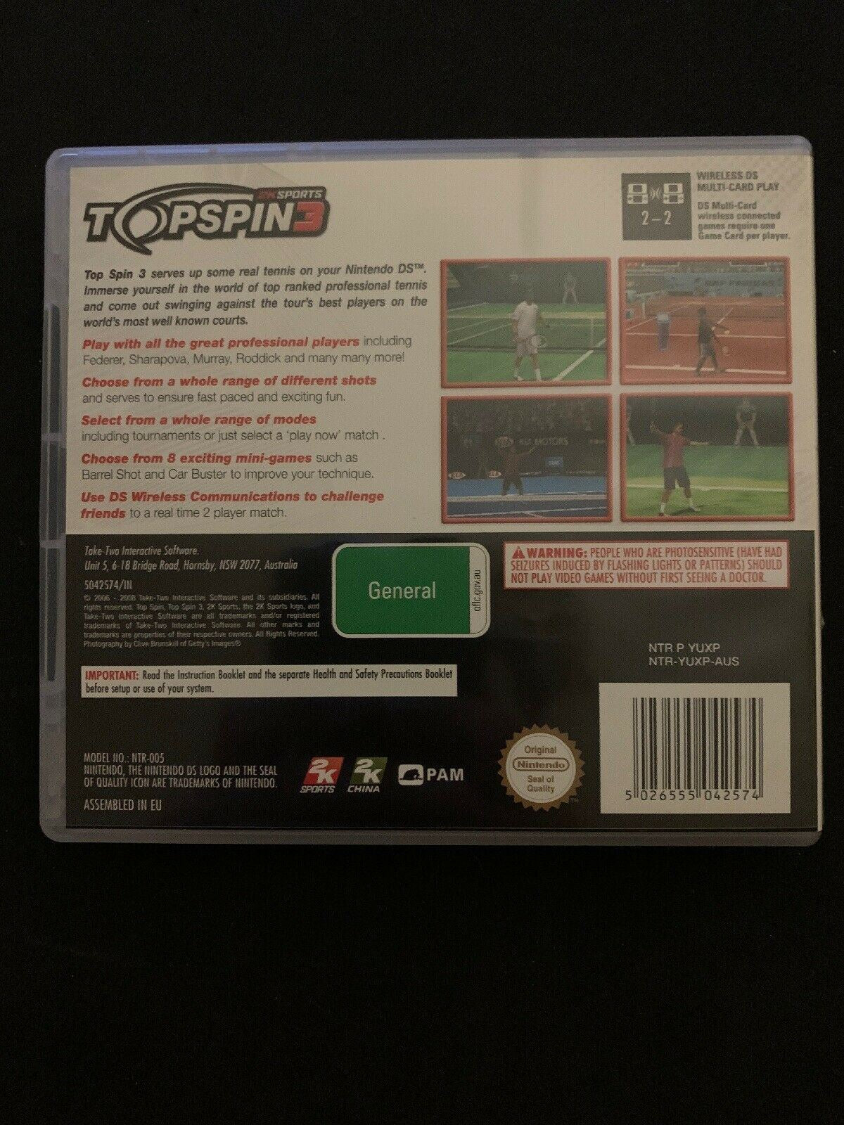 Top Spin 3 - Nintendo DS Tennis Game with Manual