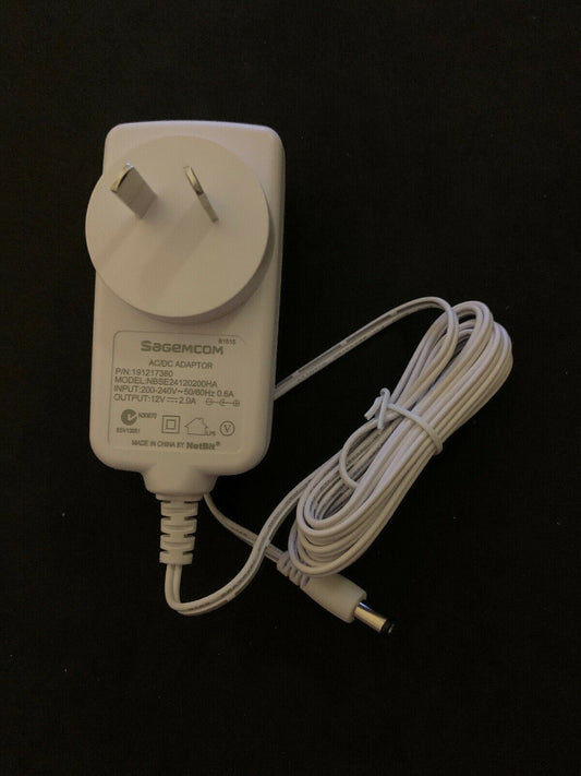 Genuine Sagemcom AC Wall Power Adaptor 191217380 NBSE24120200HA - AU Plug 12V 2A