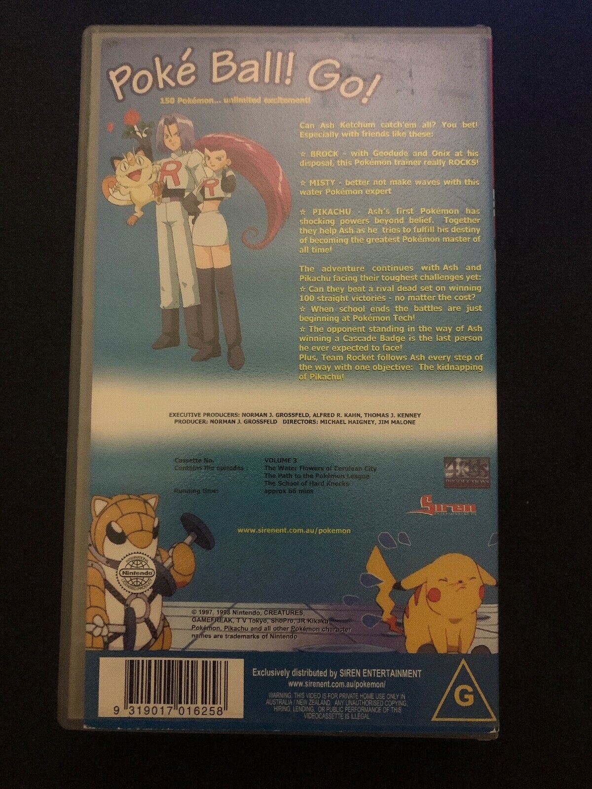 POKEMON : Volume 3 - The Sisters Of Cerulean City  (Vhs Video Tape) PAL