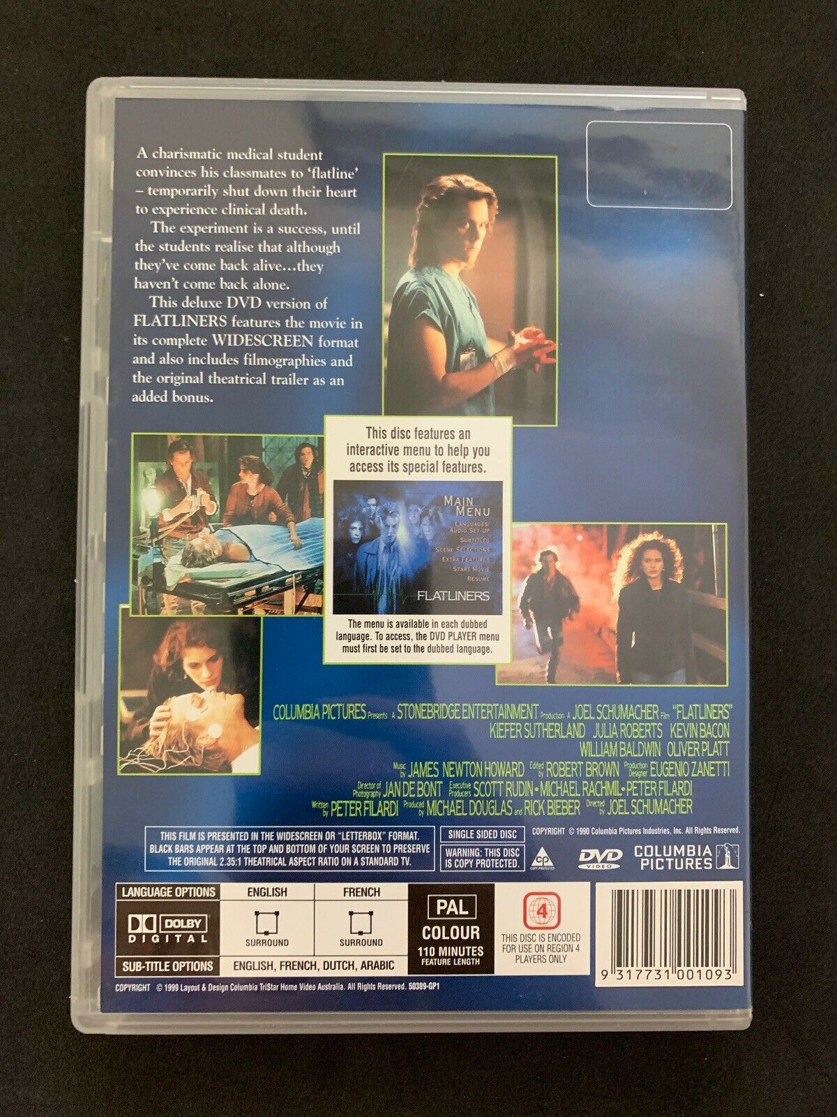 Flatliners (DVD, 1990) Kiefer Sutherland, Kevin Bacon, Julia Roberts - Region 4