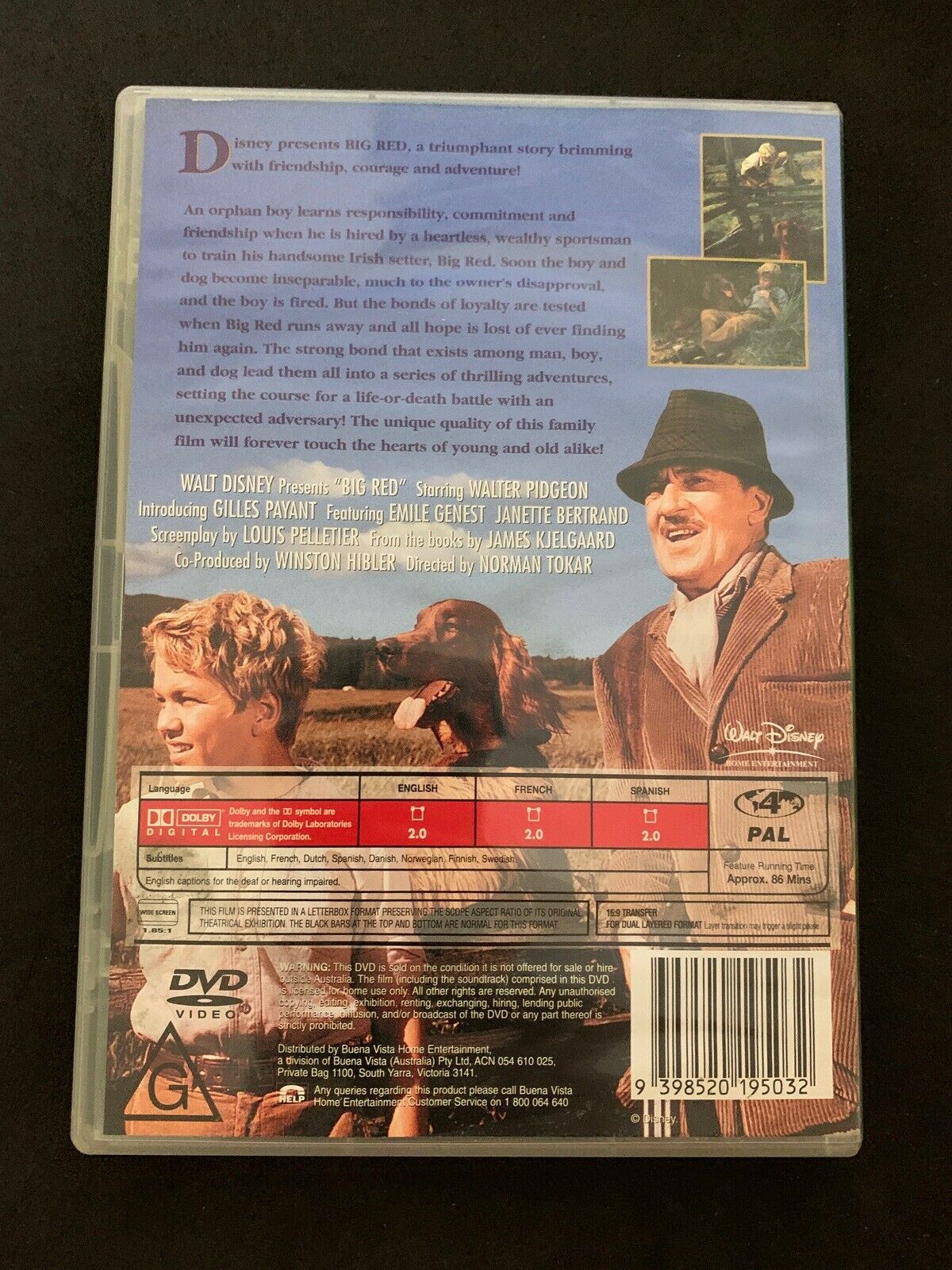 Big Red (DVD, 2004) Walter Pidgeon  Region 4