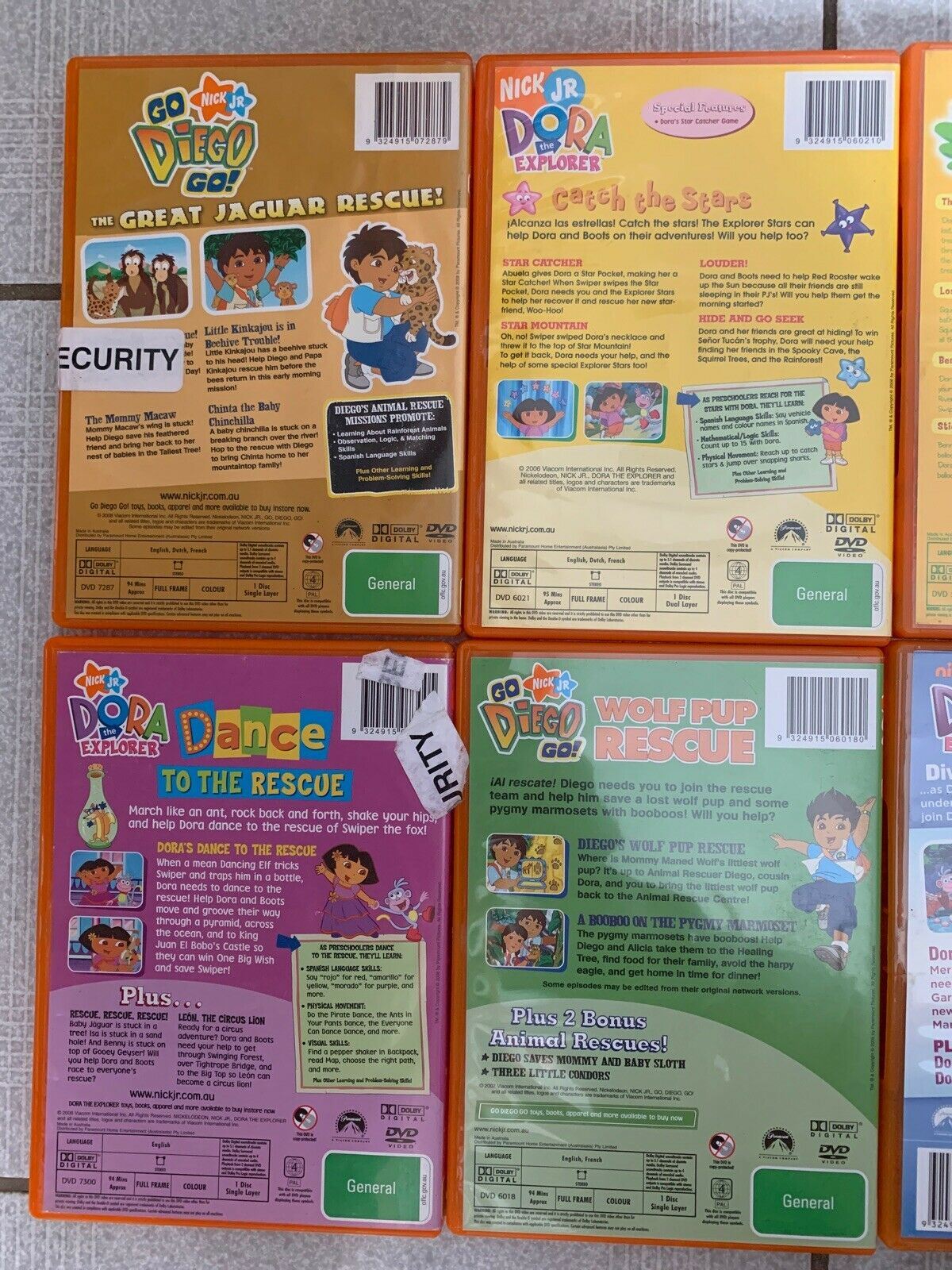 10x Dora The Explorer and Go Diego Go! DVD Collection. Region 4