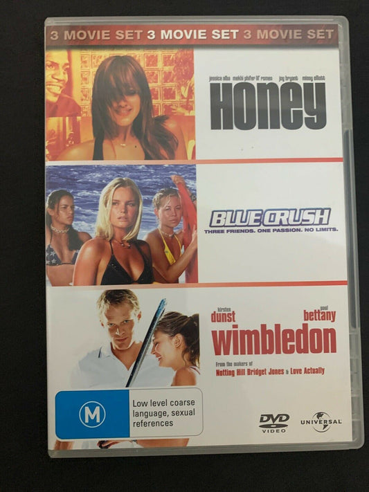 Honey / Blue Crush / Wimbledon  (DVD, 2009, 3-Disc Set)