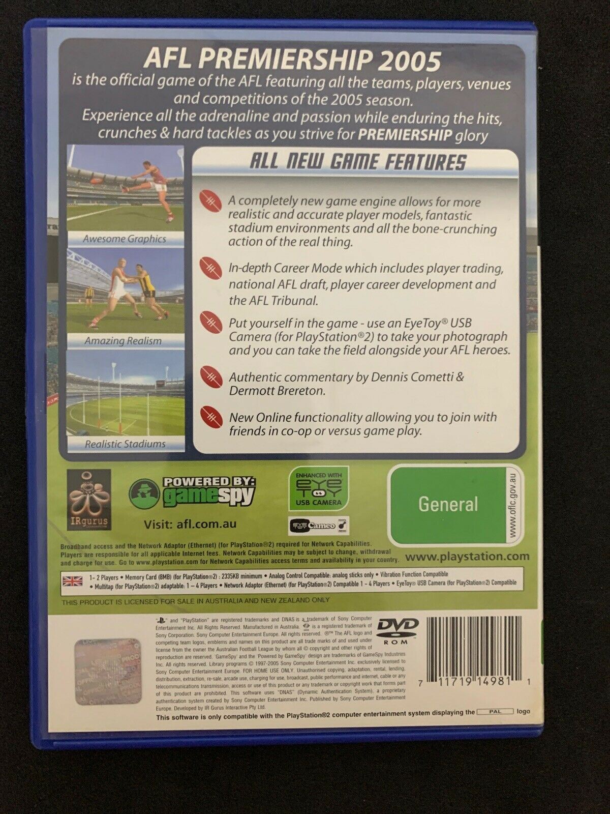 AFL Premiership 2005 - Sony Playstation 2 PS2 Aussie Rules Football Game