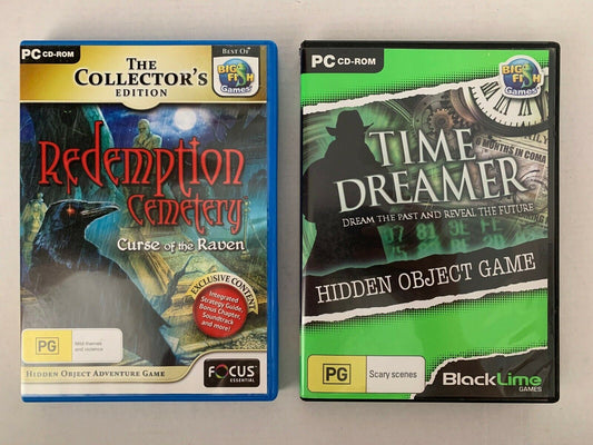 Redemption Cemetery Curse Of The Raven & Time Dreamer 2x PC Hidden Object Game