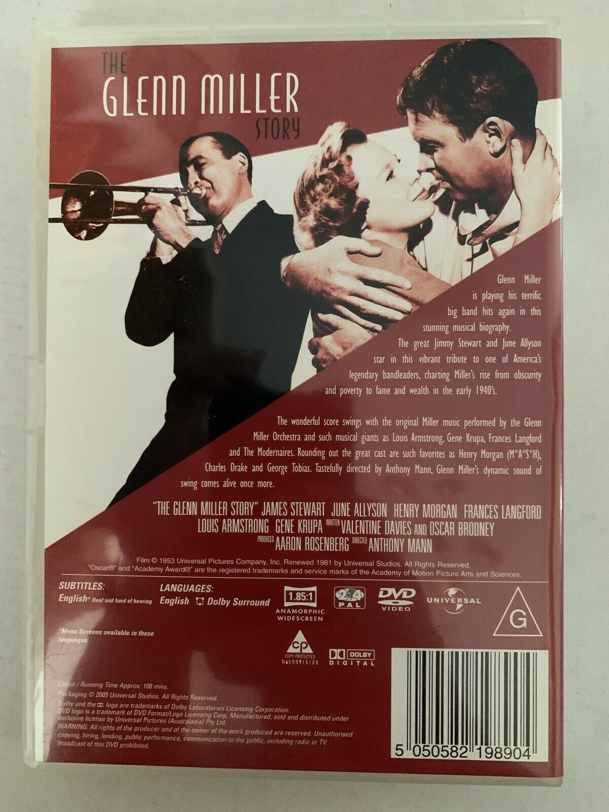 The Glenn Miller Story (DVD, 1953) James Stewart, June Allyson - Award Winning