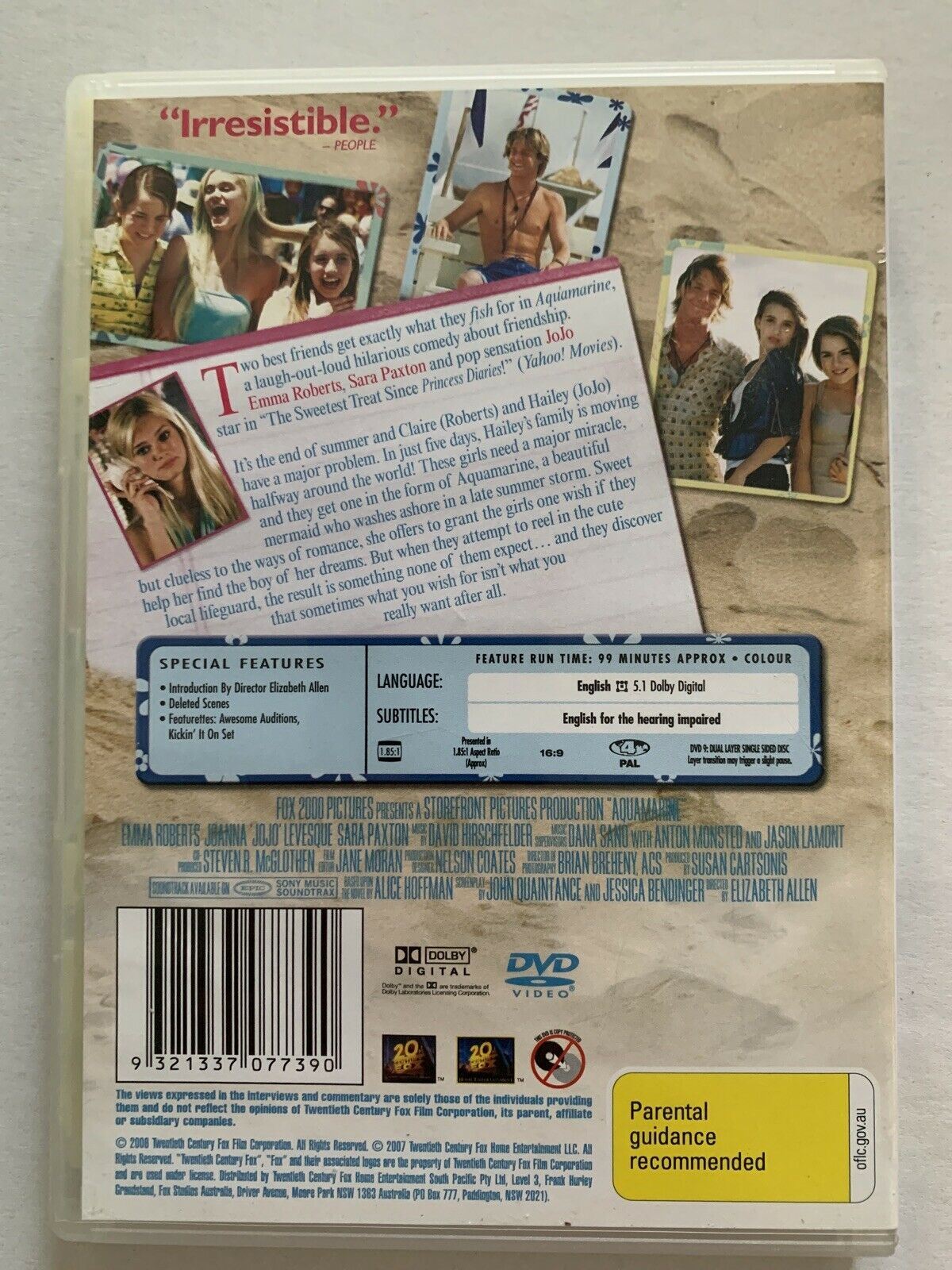 Aquamarine (DVD, 2007) Emma Roberts, Sara Paxton, Jojo. Region 4