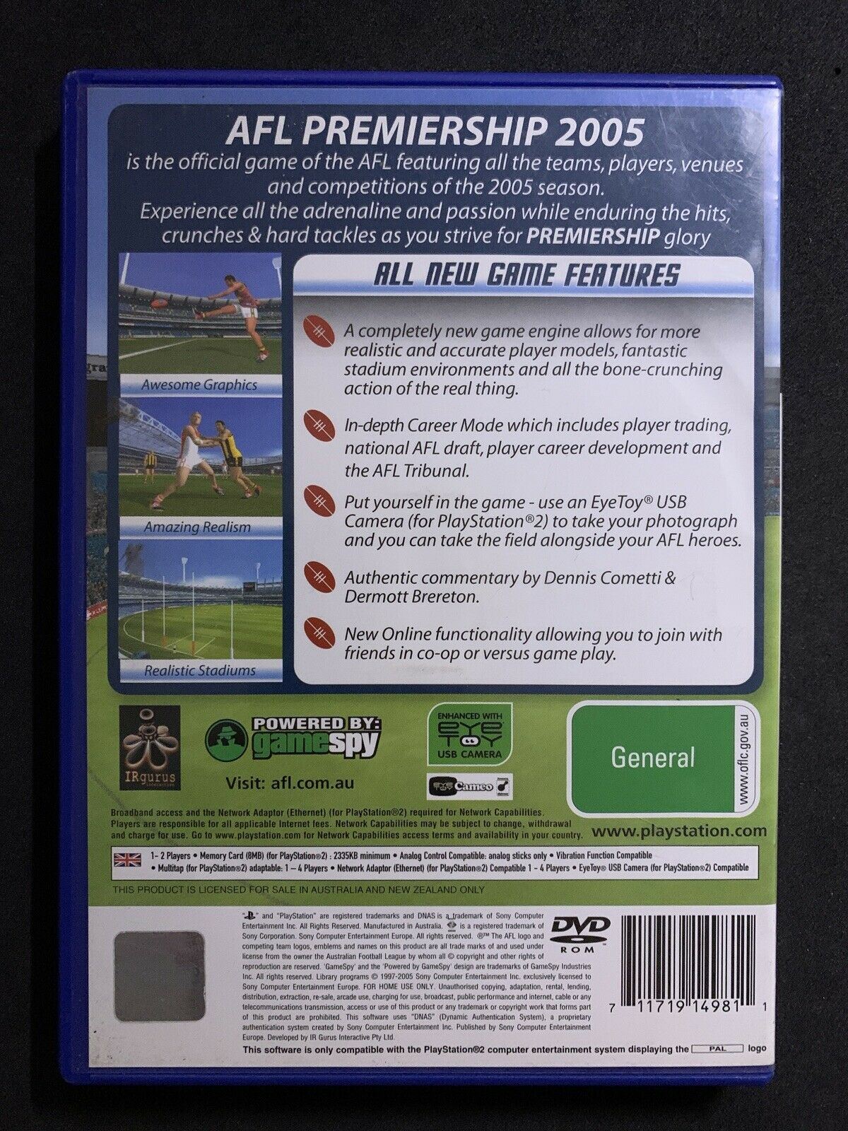 AFL Premiership 2005 PS2 Playstation 2 Game Complete With Manual PAL