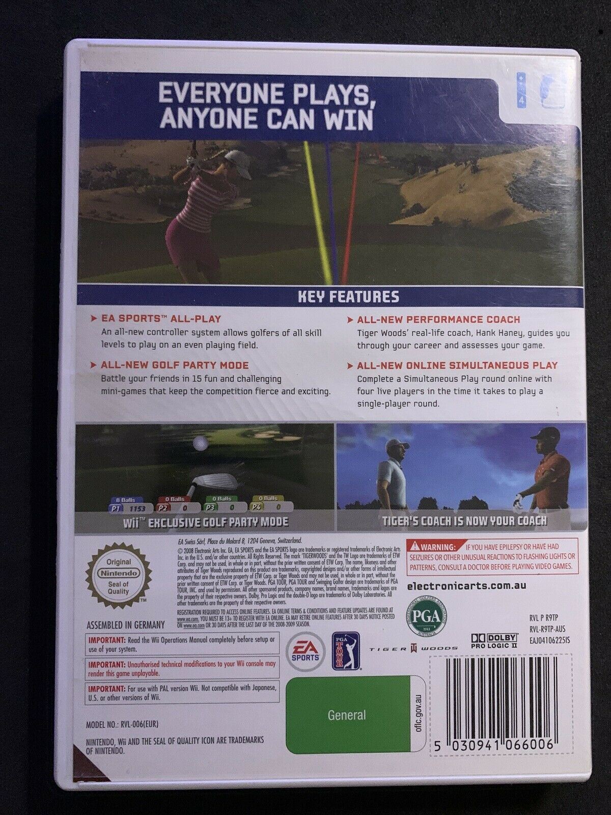 Tiger Woods PGA Tour 09: All-Play (Nintendo Wii, 2008) Golf Game