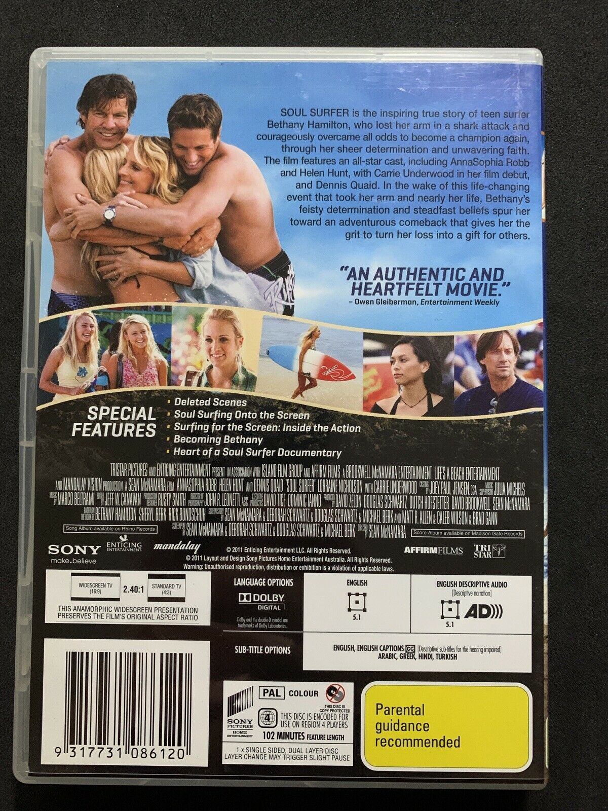 Soul Surfer (DVD, 2011) True Story - AnnaSophia Robb, Dennis Quaid, He ...