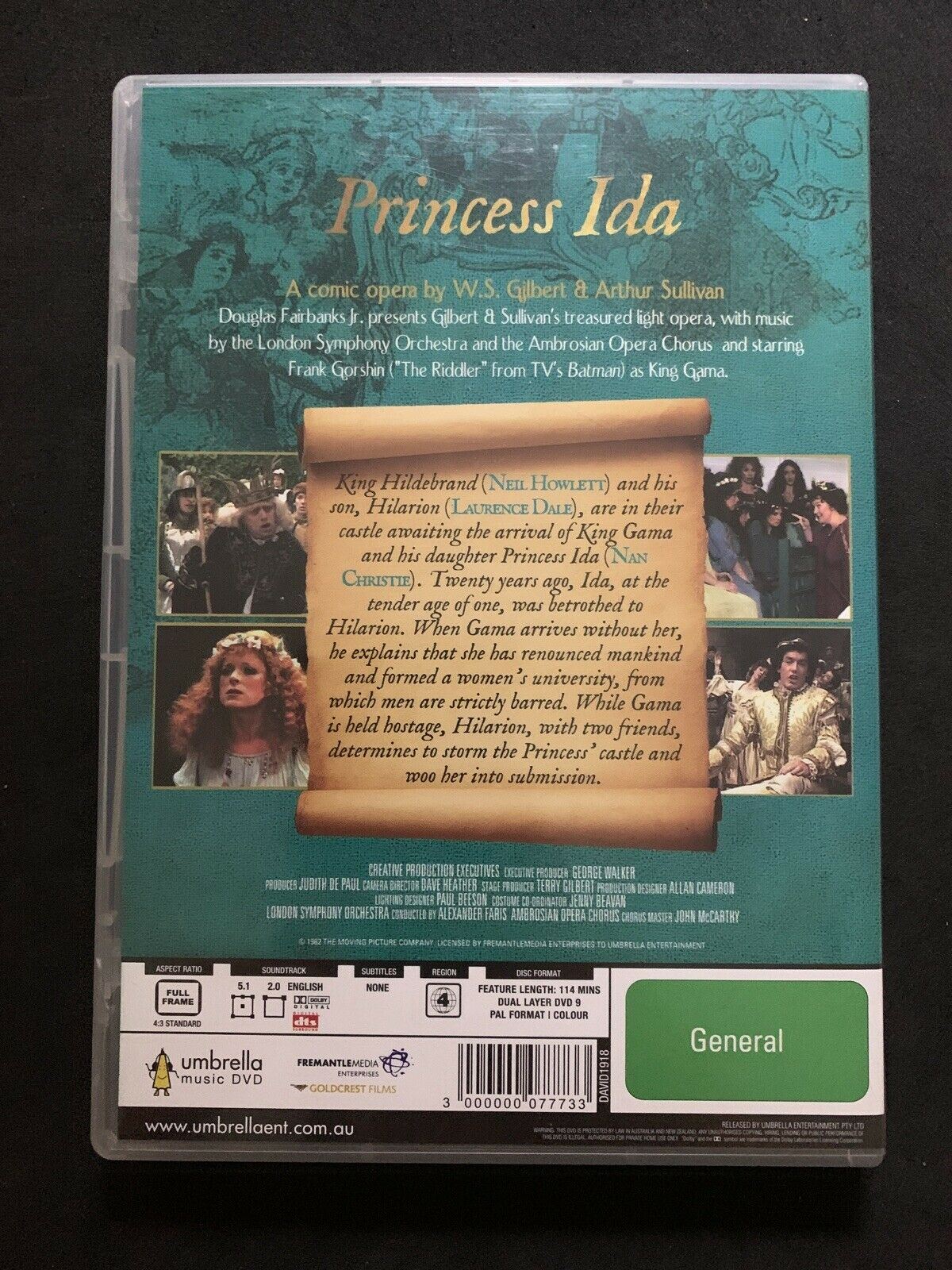 Gilbert & Sullivan PRINCESS IDA opera (DVD, 1982) Frank Gorshin, Neil Howlett, L