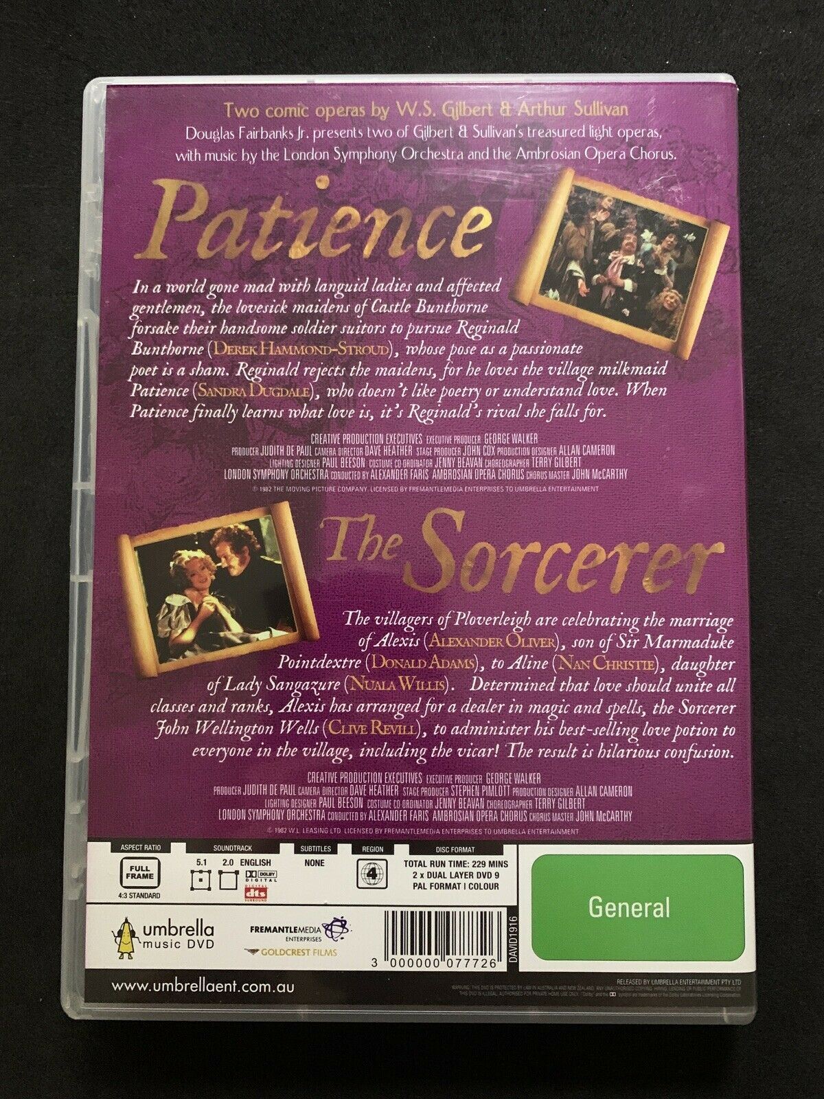 Gilbert & Sullivan Patience & The Sorcerer (DVD) Region 4