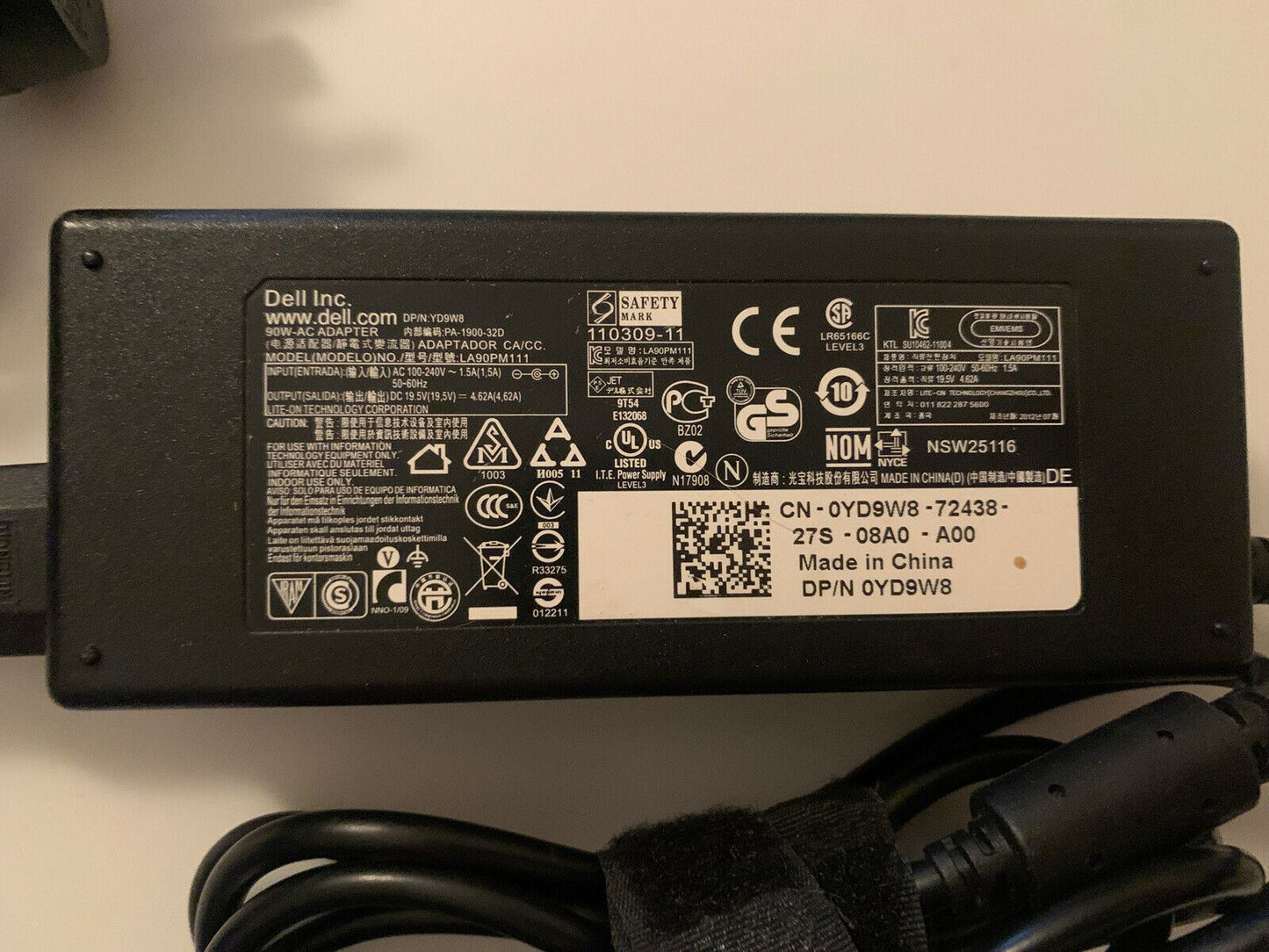 Genuine Dell 90W AC Adapter LA90PM111 19.5V 4.62A PA-1900-32D Power Supply