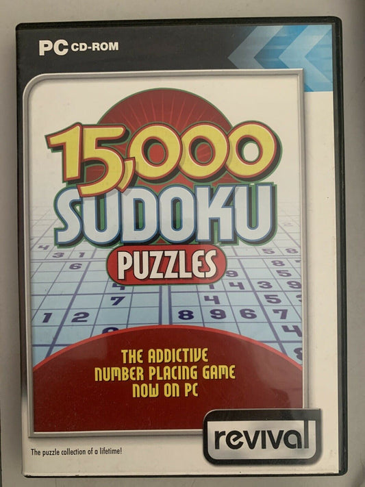 15000 Sudoku Puzzles - PC CD ROM Windows Game