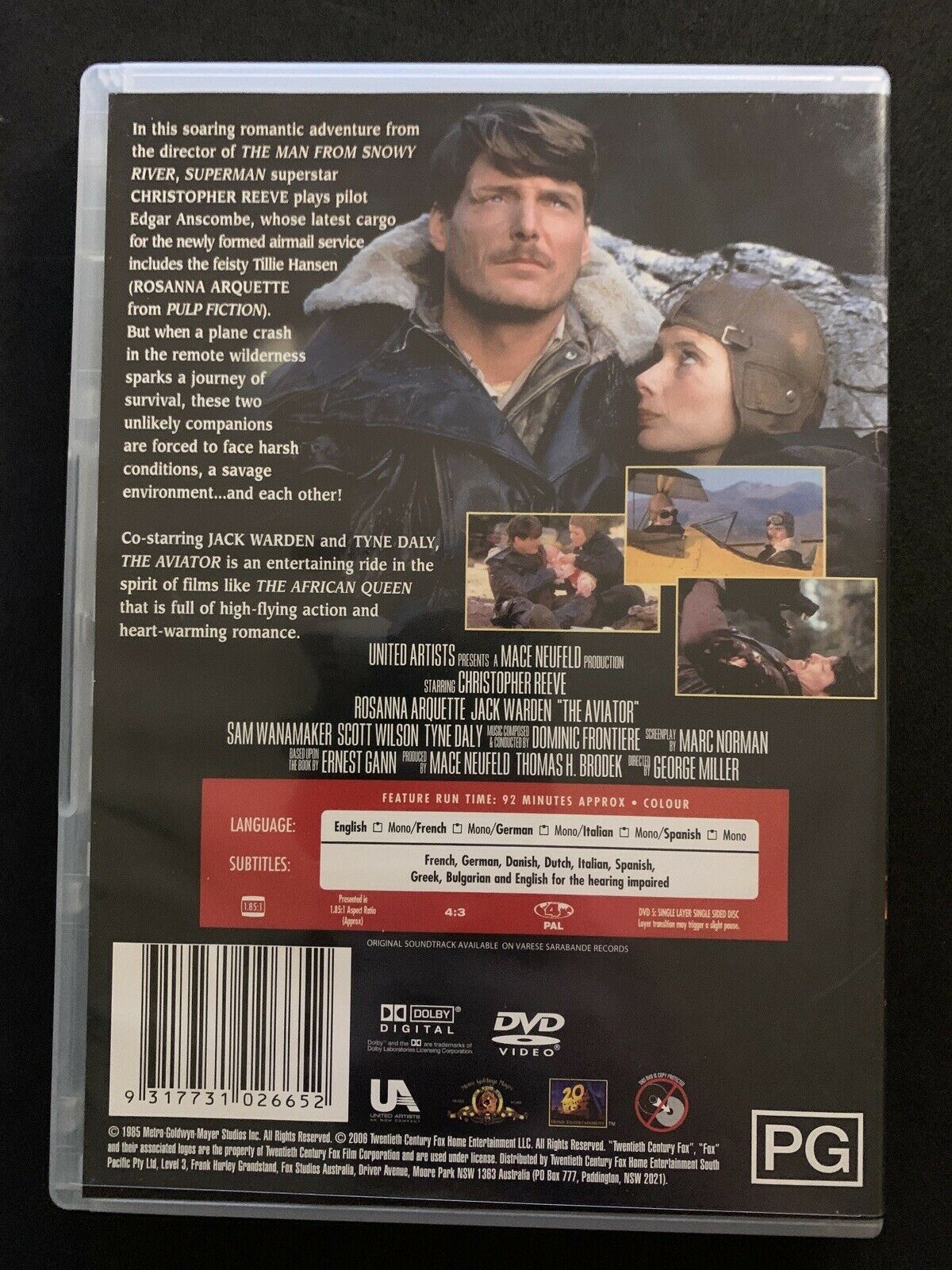 The Aviator (DVD, 1985) Christopher Reeve, Rosanna Arquette - Region 4