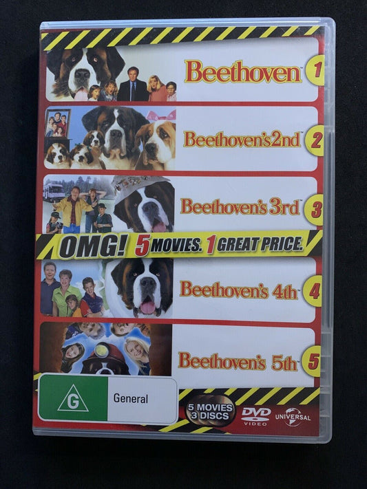 Beethoven Movie Collection 1+2+3+4+5 (DVD, 3 Disc Set) Region 4