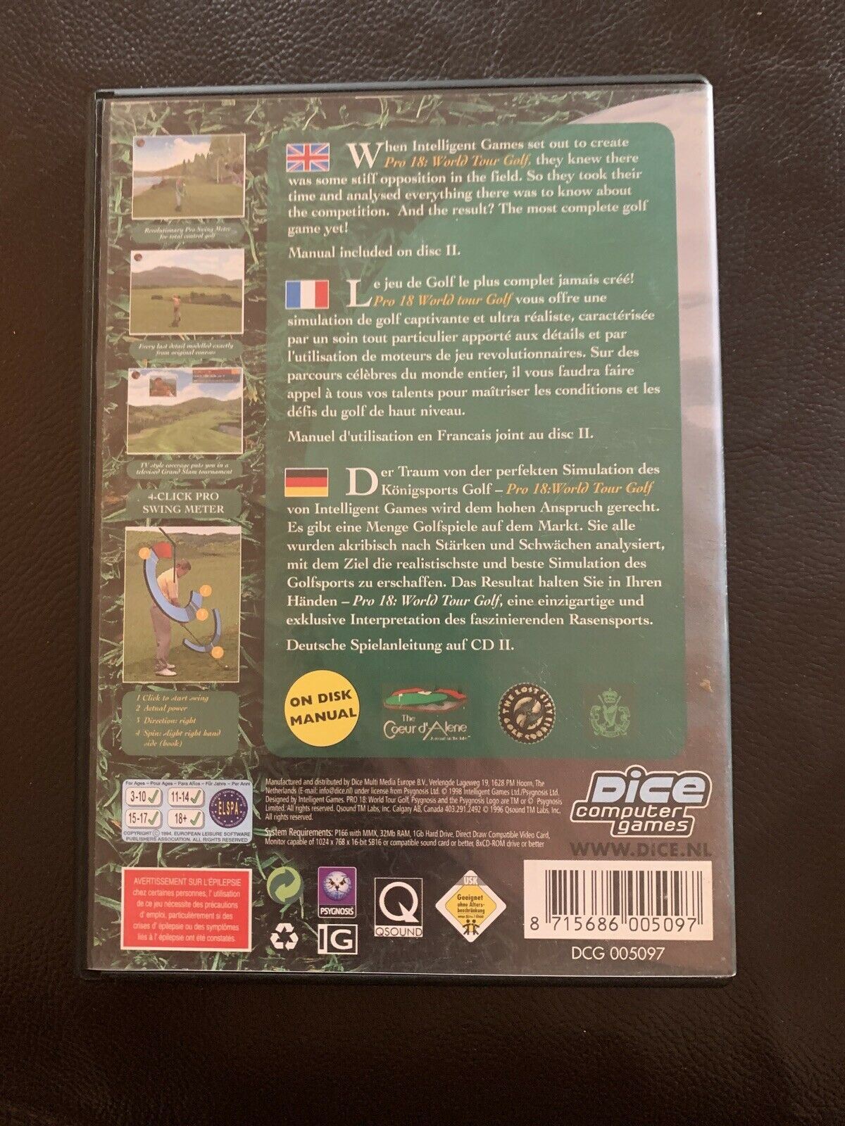 Pro 18 World Tour Golf PC CDROM 1998 Win95